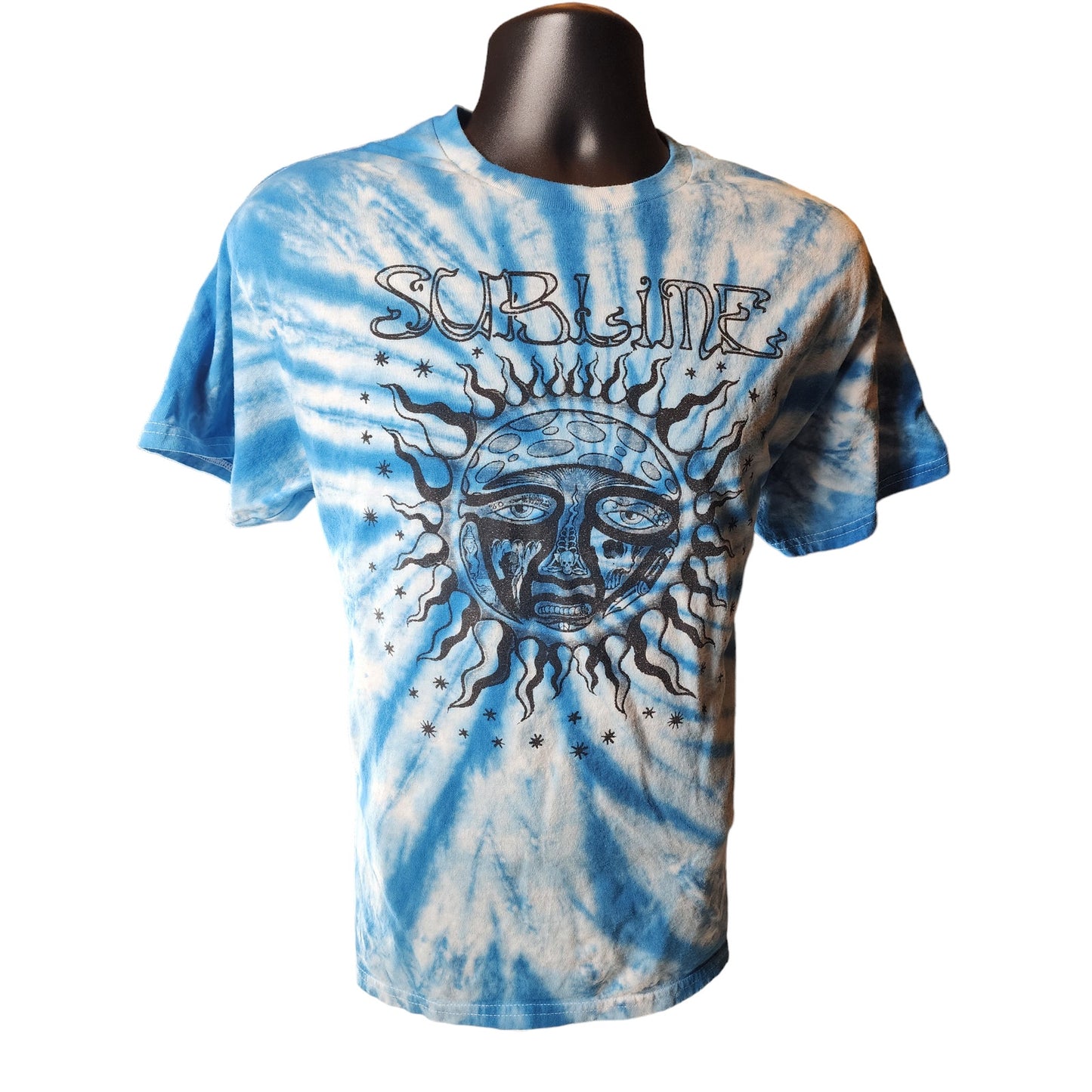 Sublime T Shirt Blue Tie Dye Sun Face Graphic Mens Large Vintage Rock Band Tee