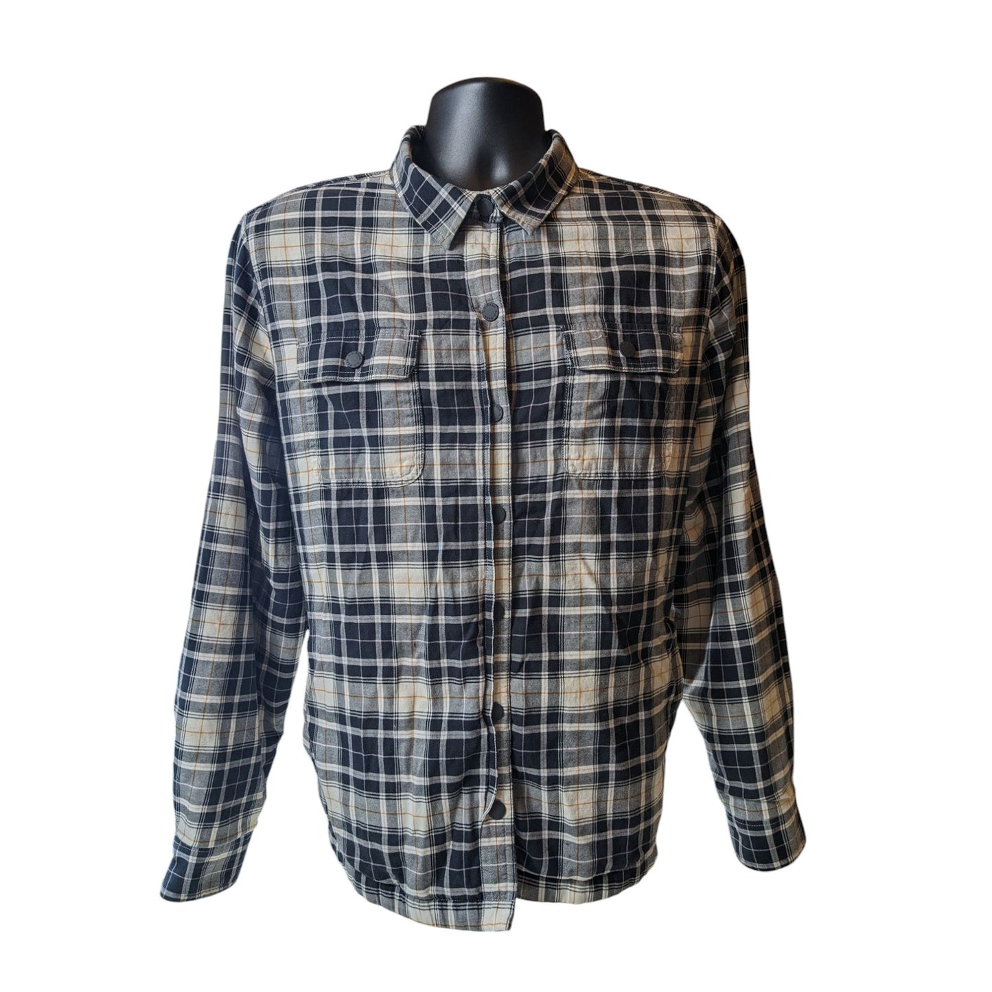 LL Bean Fleece Flannel Shirt Jacket Men Large Lined Plaid Sherpa Lumberjack Work