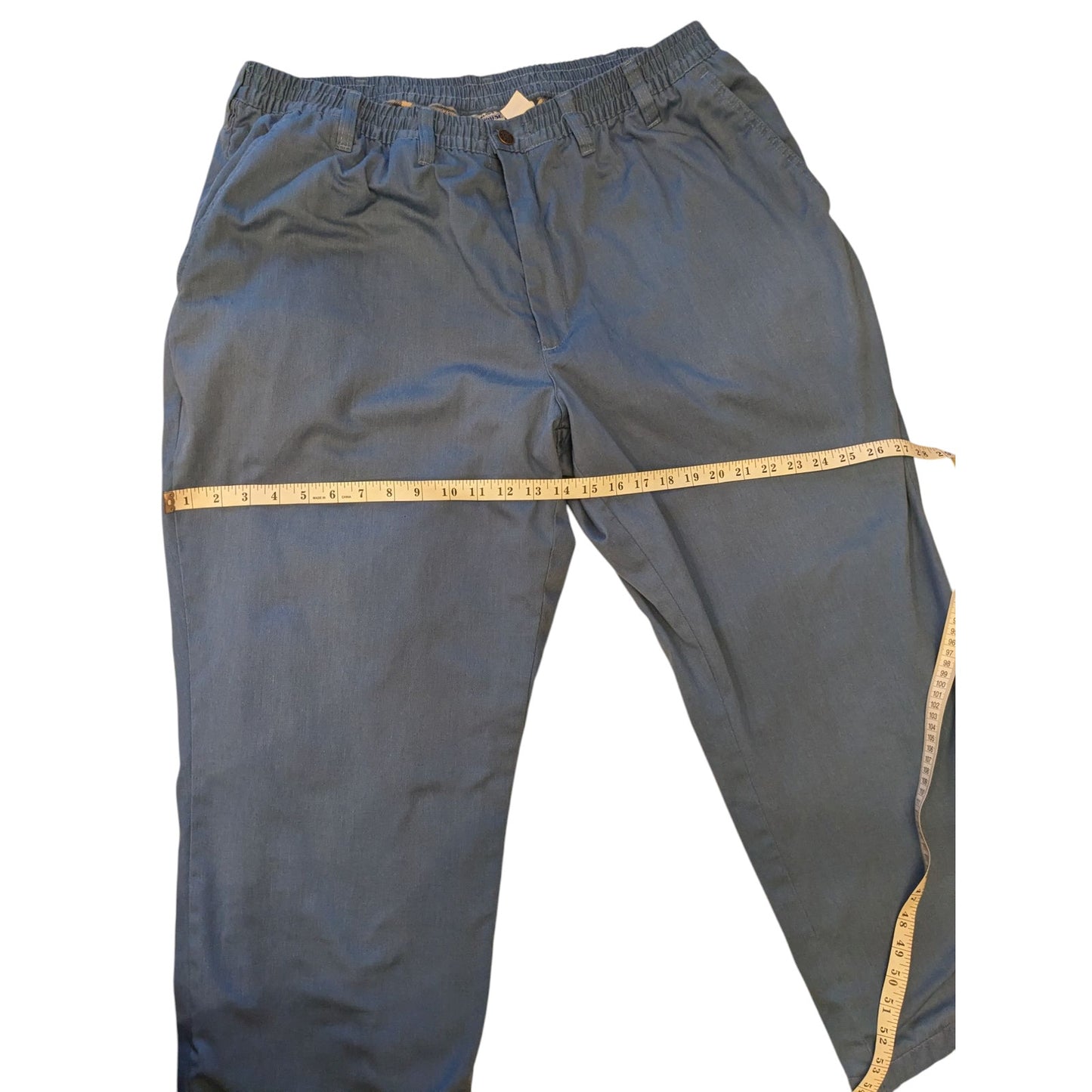 Haband Ice House Flannel Lined Slacks Mens 44 S Blue Elastic Waist Winter Pants
