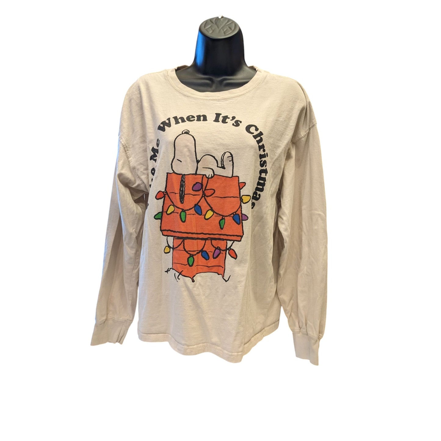 Peanuts Snoopy Christmas Shirt Large Long Sleeve Holiday Doghouse Graphic Tee