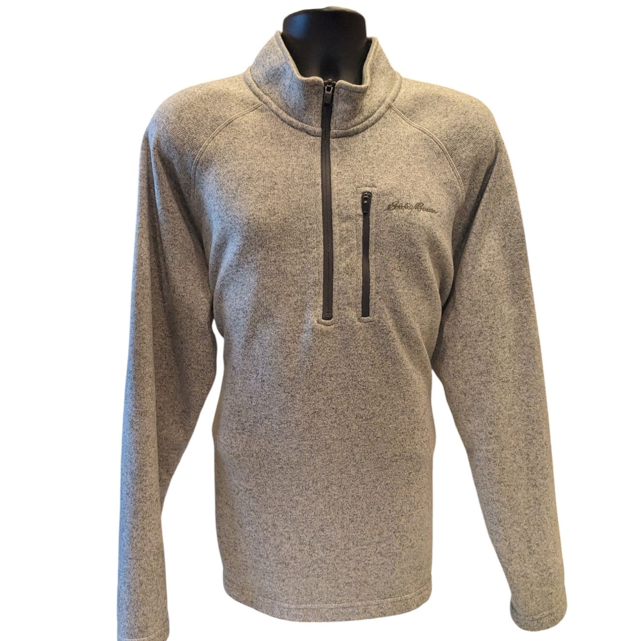 Eddie Bauer Fleece Sweater Mens XXL Gray 1/4 Zip Pullover Gray Hiking Sweatshirt