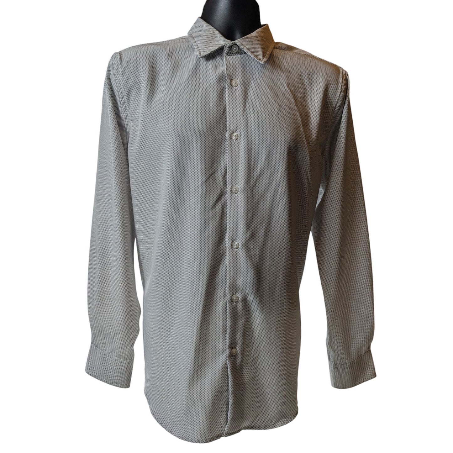 Report Collection Dress Shirt Men Large Slim 16.5 34/35 Stretch X4 Long Sleeve