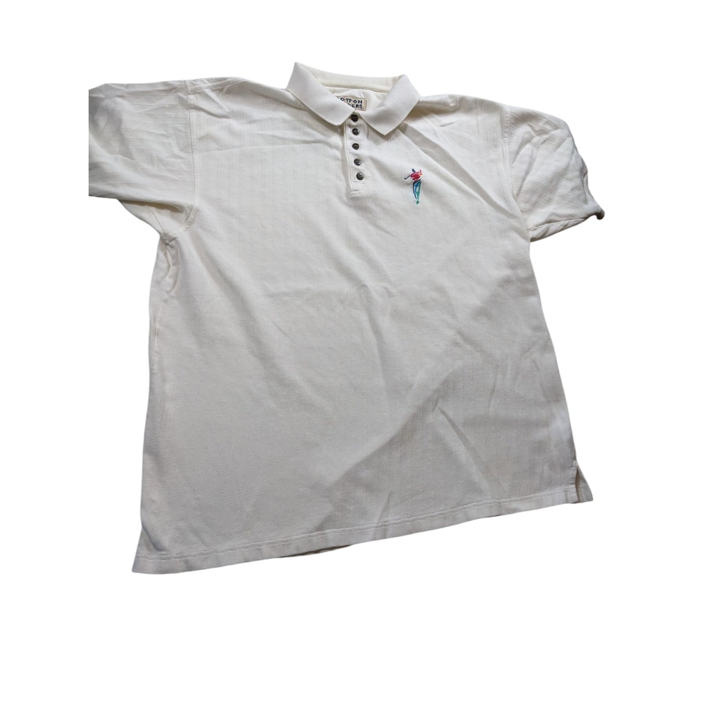 Vintage Cotton Traders Polo Shirt Mens Large White Embroidered Golfer 90s Retro