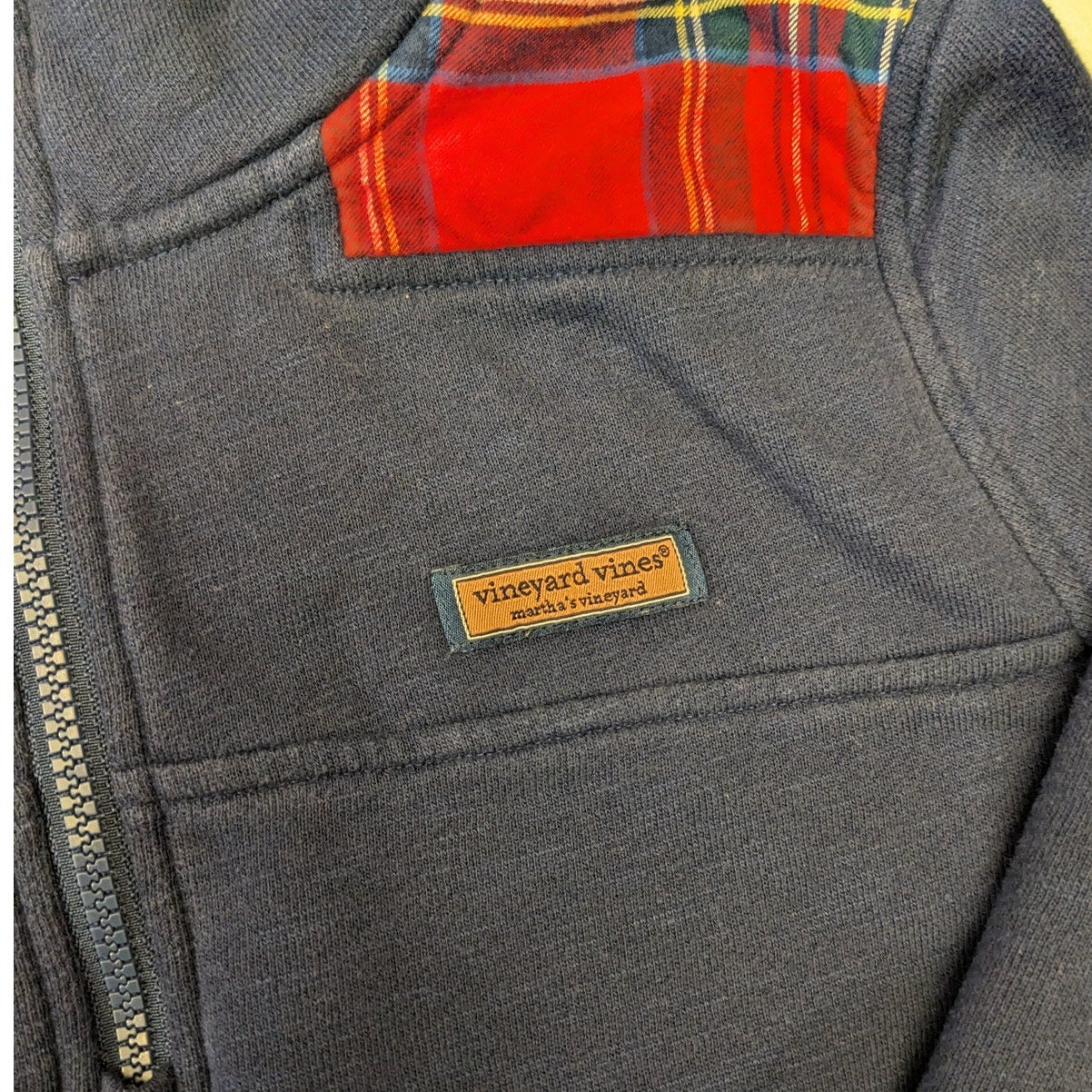 Vineyard Vines Pullover Women Medium Plaid Shoulder Sweatshirt Martha Cottage