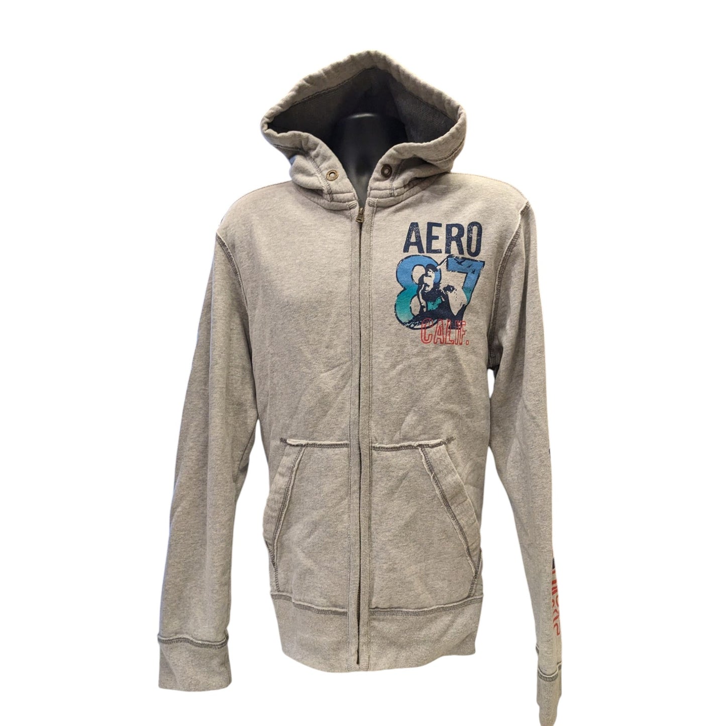 Aeropostale Hoodie Mens Large Zip Up Sweatshirt AERO Surf Graphic California