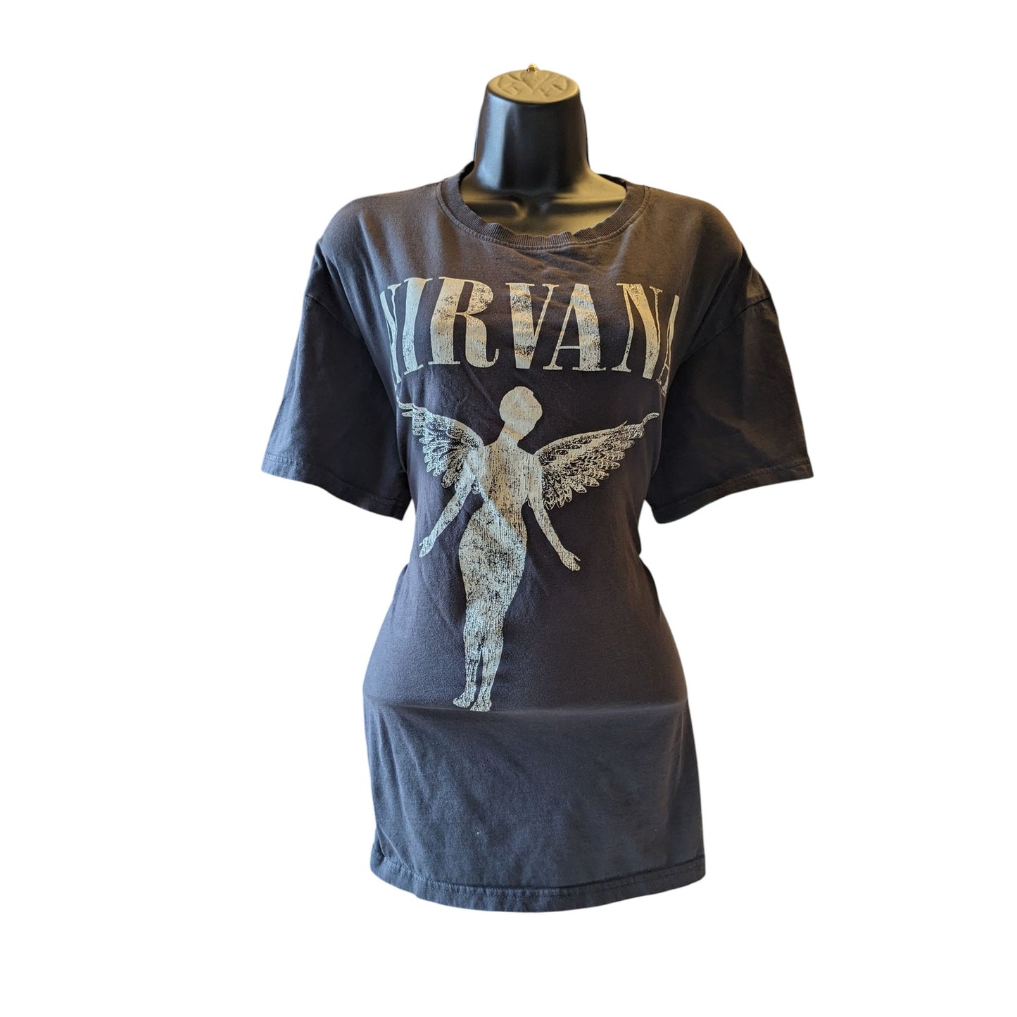 Nirvana Band Tee Women Small In Utero Tour Top Black Graphic Grunge Rock T Shirt