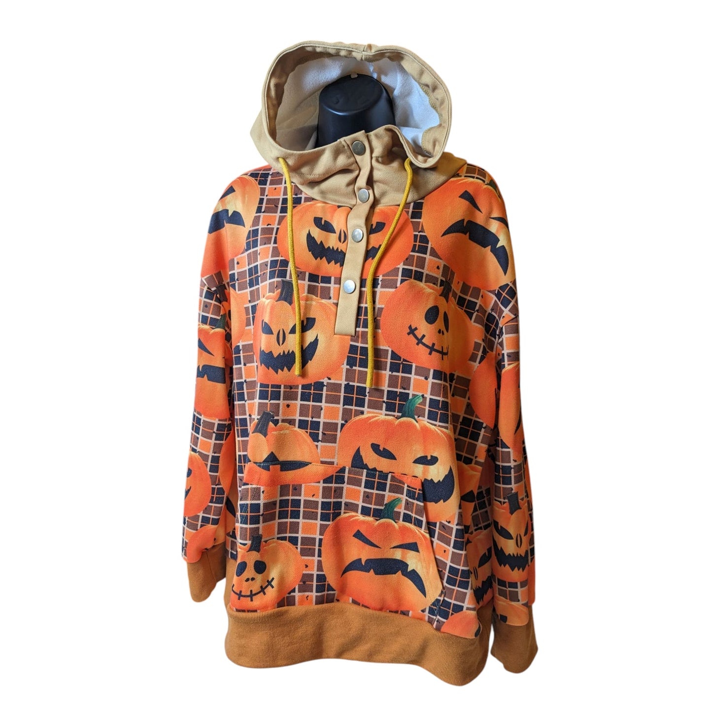 Misslook Halloween Hoodie Womens XL Pumpkin Jack O Lantern Pullover Sweatshirt