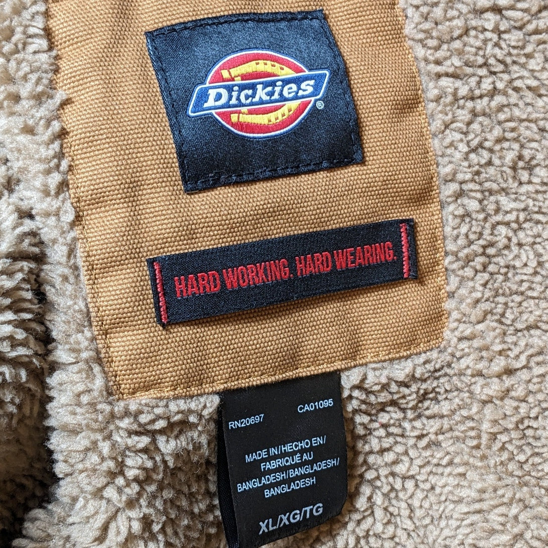 Dickies Sherpa Lined Flannel Jacket Mens XL Plaid Snap Warm Heavyweight Workwear
