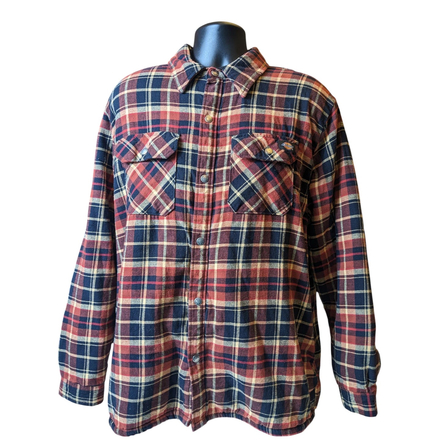 Dickies Sherpa Lined Flannel Jacket Mens XL Plaid Snap Warm Heavyweight Workwear