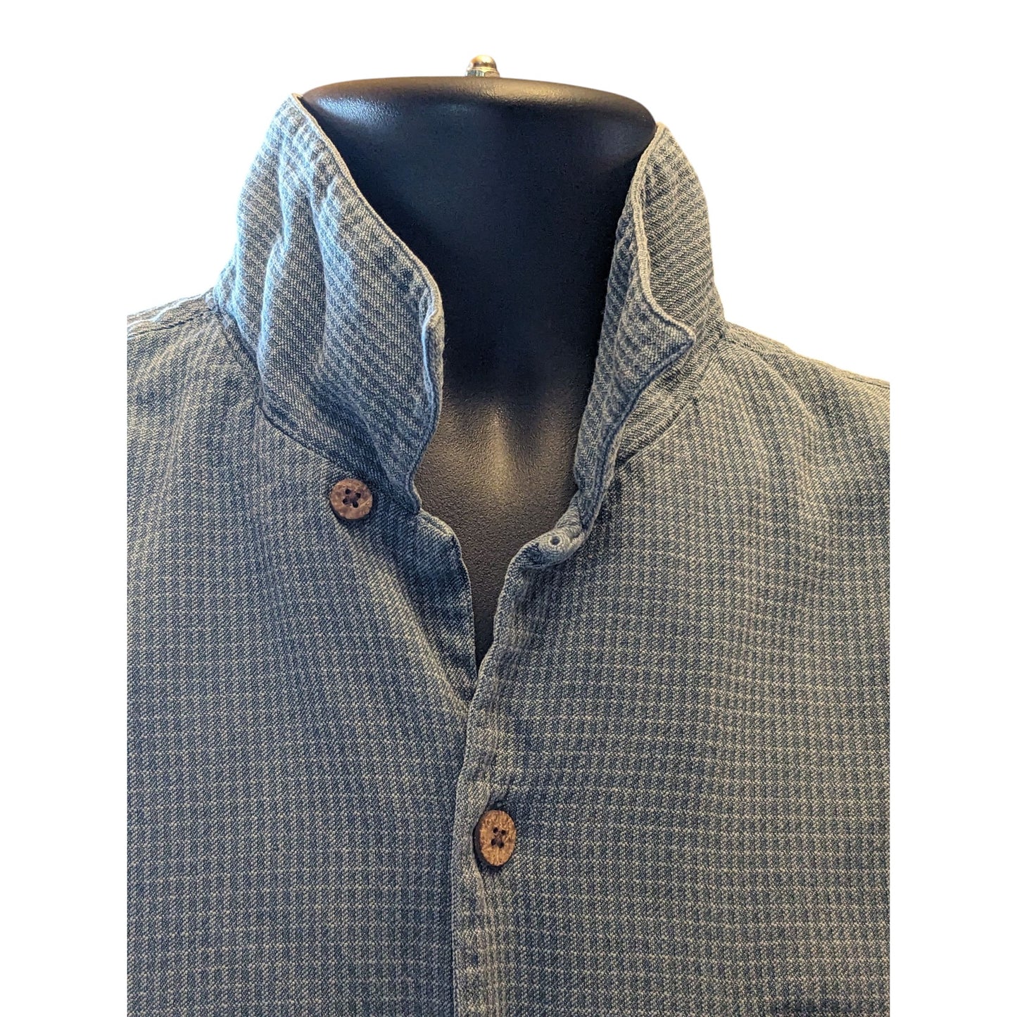 Tommy Bahama Mens Large Short Sleeve Shirt Blue Button Front Cotton Camp Collar
