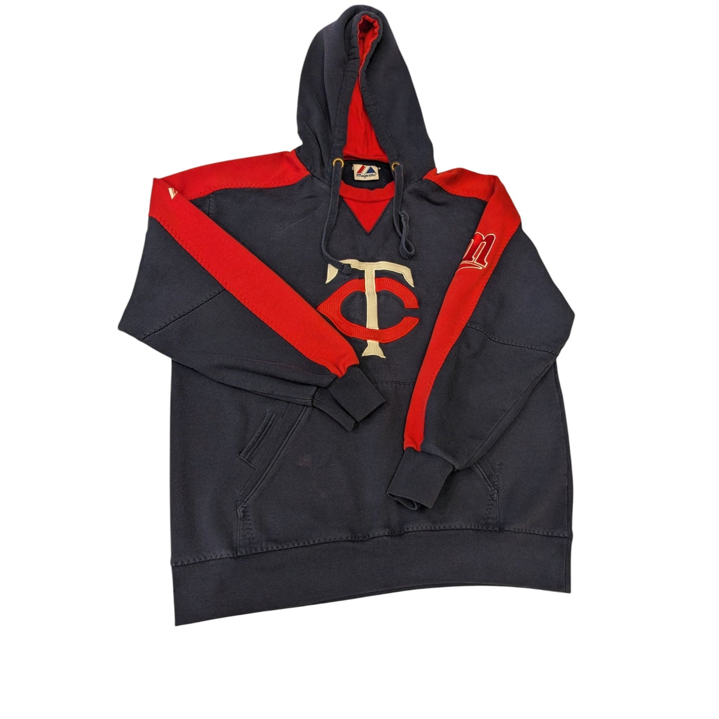Majestic Minnesota Twins Hoodie Men Large Pullover Sweatshirt Vintage Kangaroo