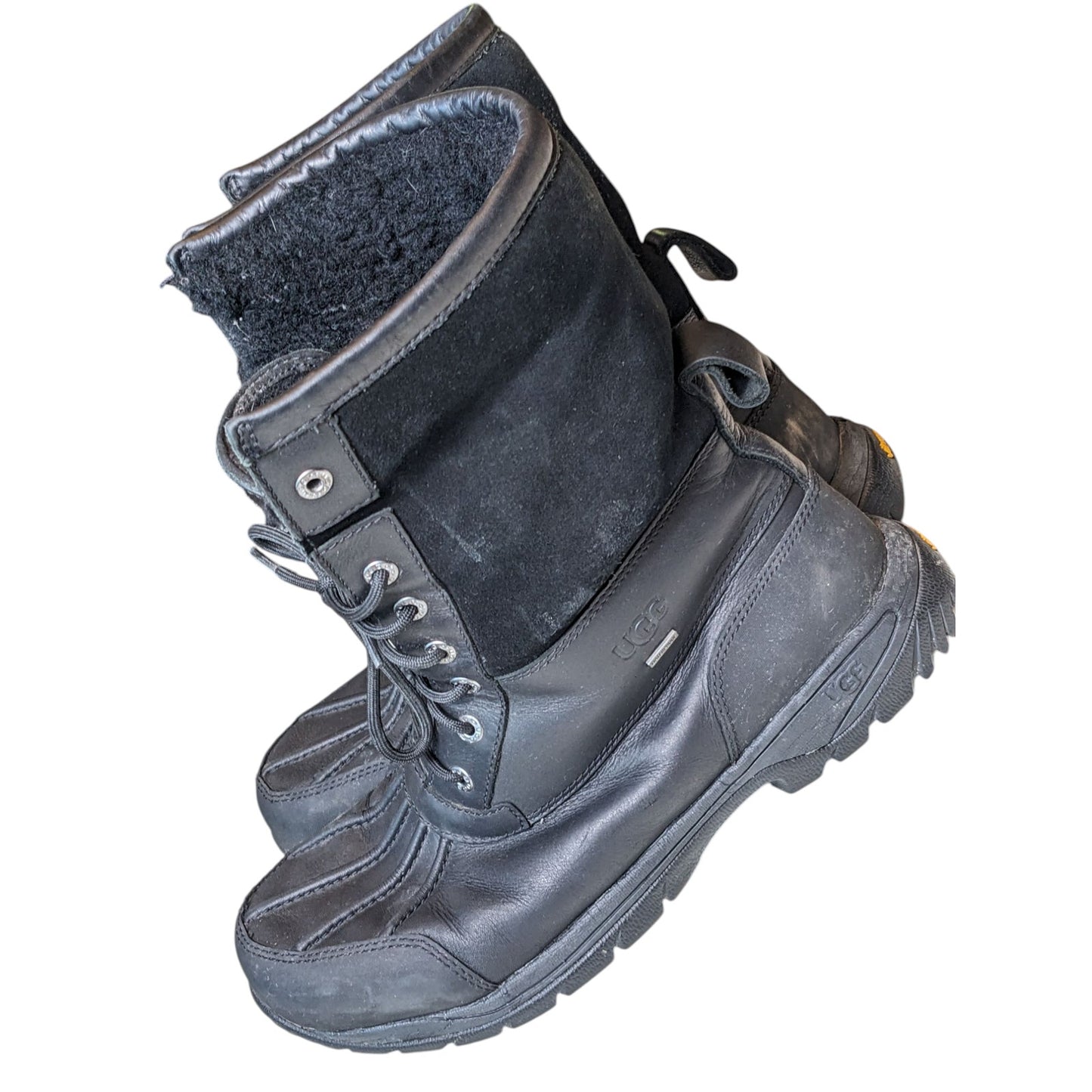UGG Boots Mens 10 Snow Butte Winter Snow Duck 5521 Leather Fleece Lined Vibram