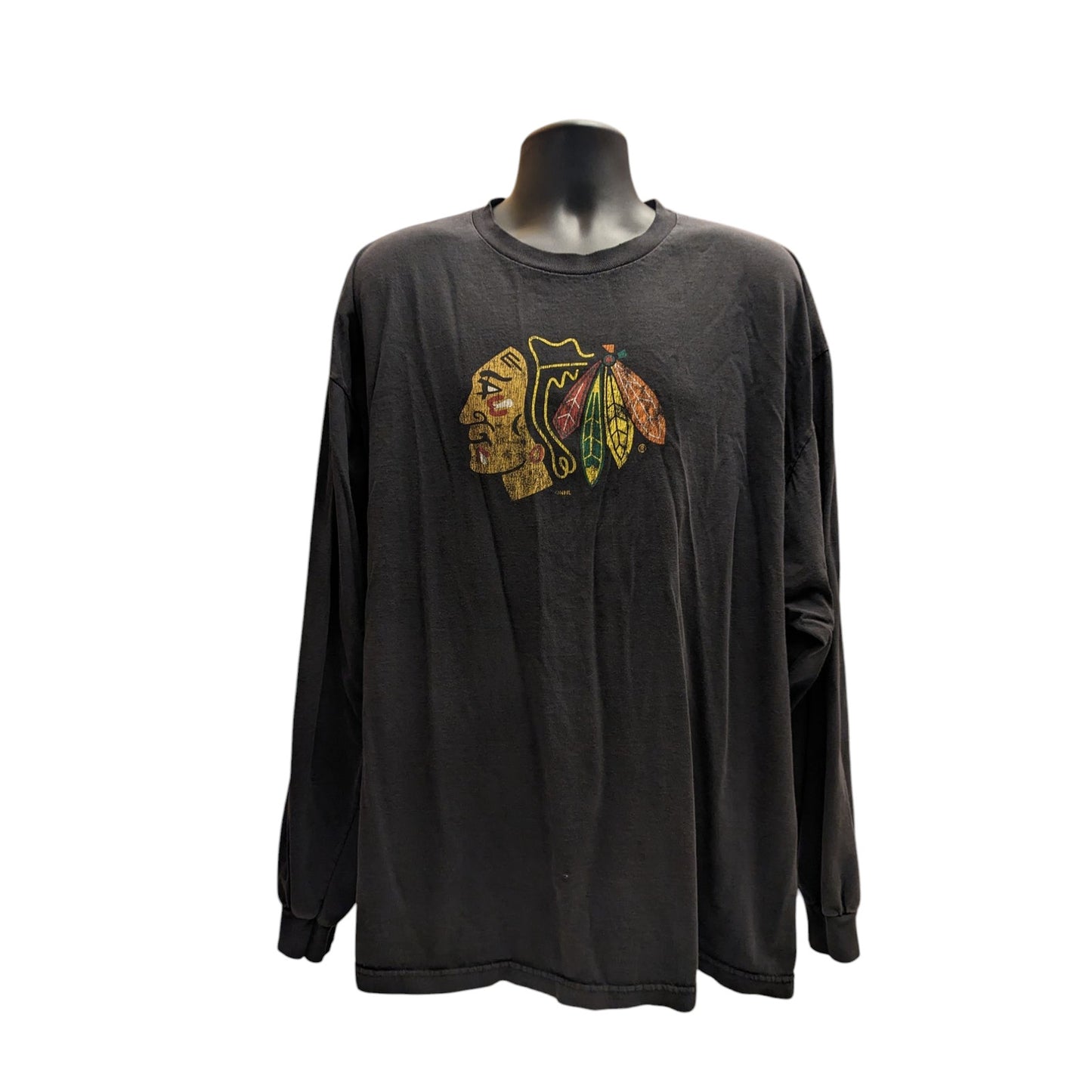 Vintage Antigua Chicago Blackhawks Shirt Men XL NHL Graphic Tee Long Sleeve