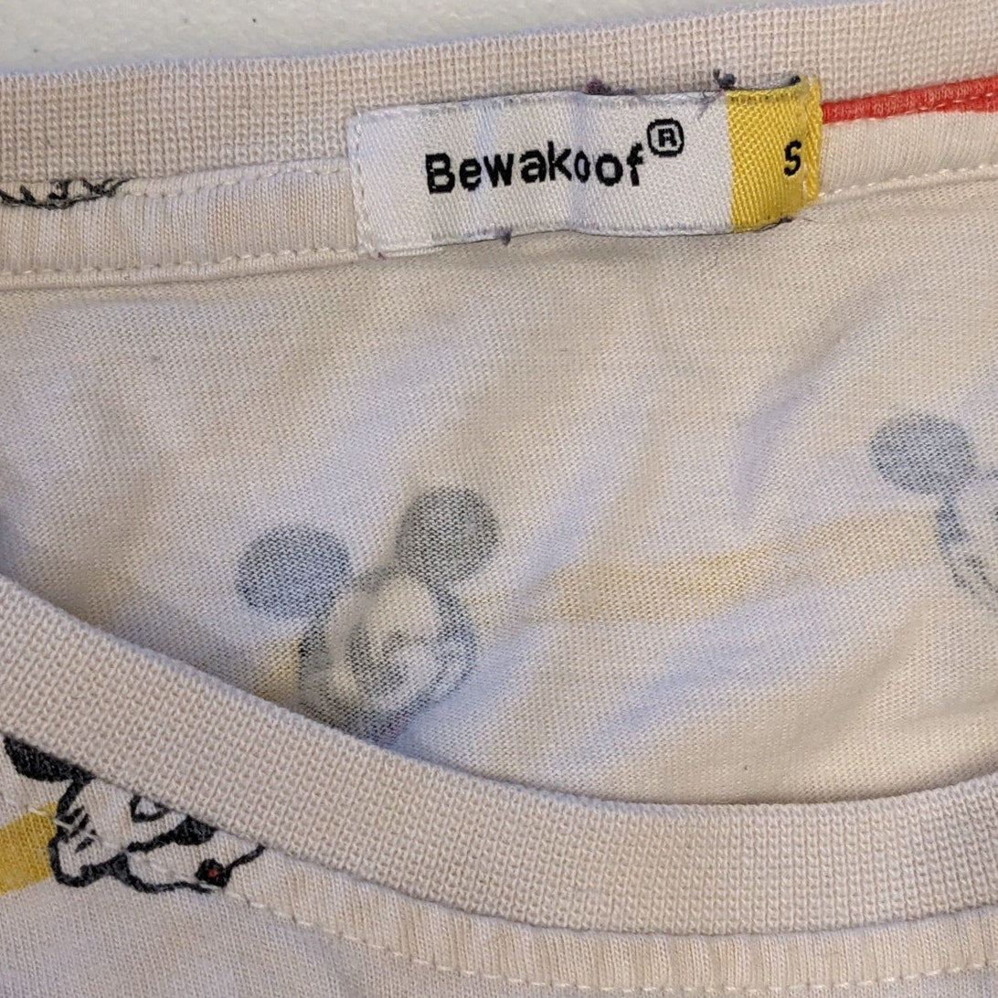 Bewakoof Mickey Mouse Faces Graphic T Shirt Women Small Disney Tee Cartoon Print
