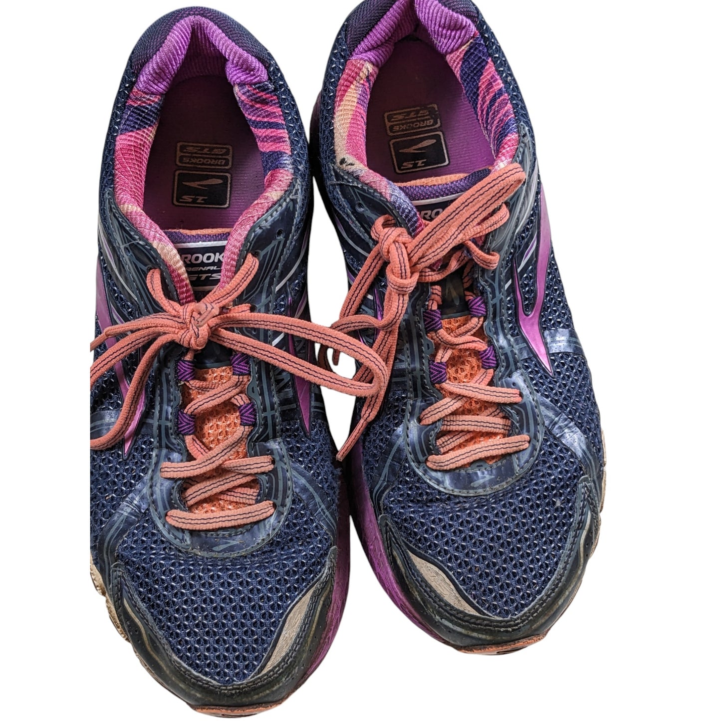 Brooks GTS Running Shoes Women Size 10.5M Blue Pink Trail Sneakers Fitness ST