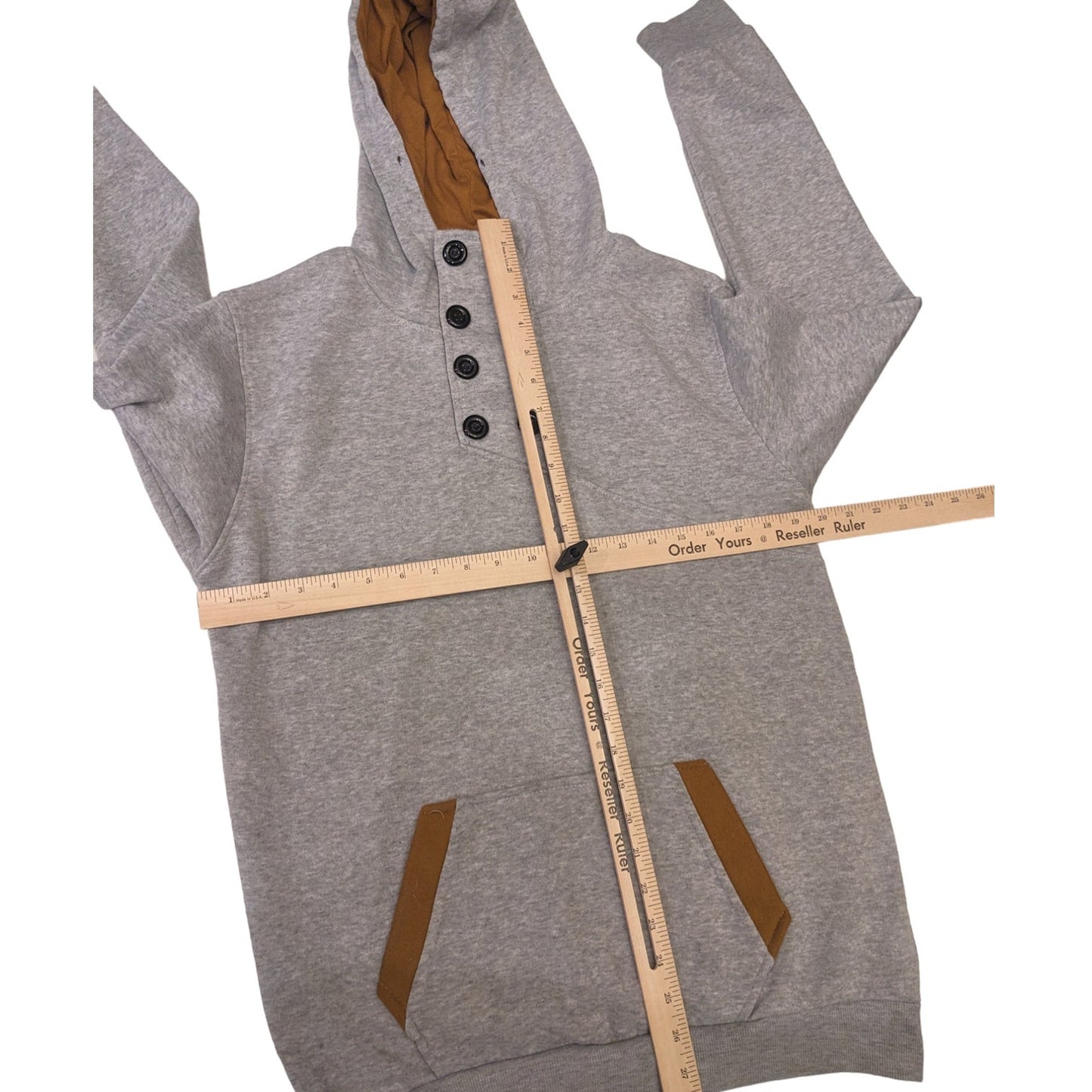 SPOP Hoodie Sweatshirt Womens XXL Pullover Buttons Gray Brown Athleisure Urban