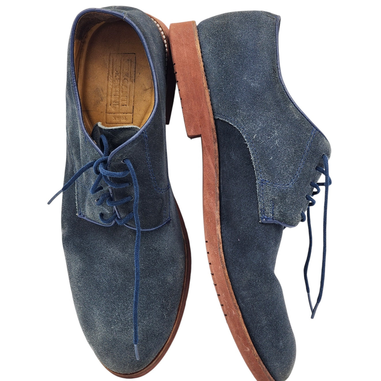 Mercanti Fiorentini Oxford Shoes Men 11M Relax Blue Suede Loafer Brazil Lace Up