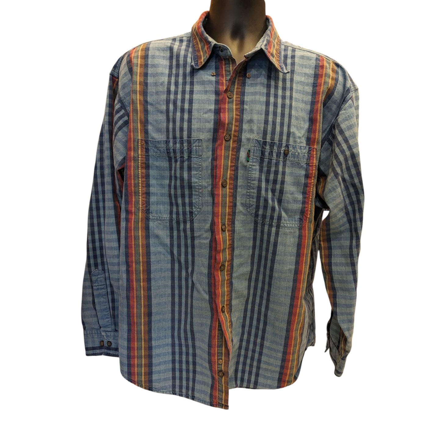 Colours by Alexander Julian Shirt Mens XL Plaid Cotton Long Sleeve Vintage Style
