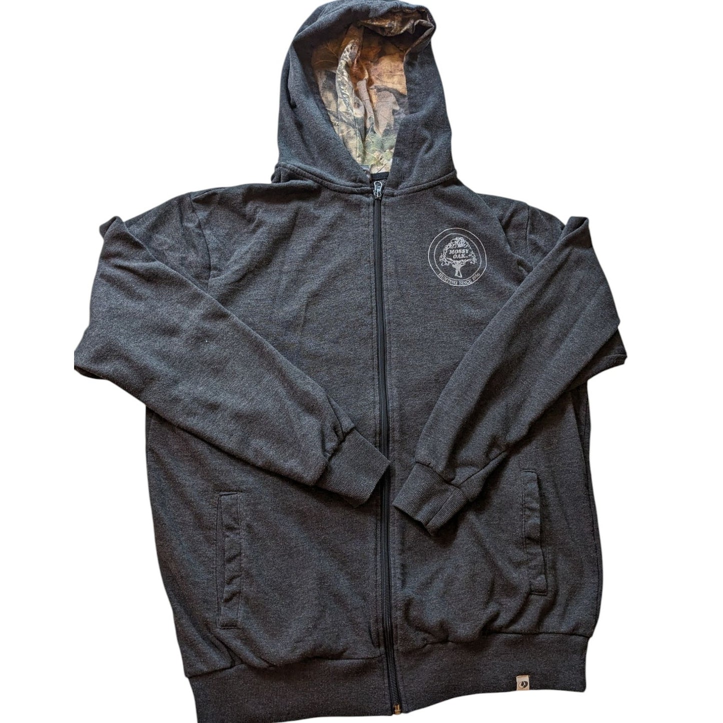 Mossy Oak Hoodie Men Large Camo Zip Outdoor Pullover Jacket Hiking Sweatshirt