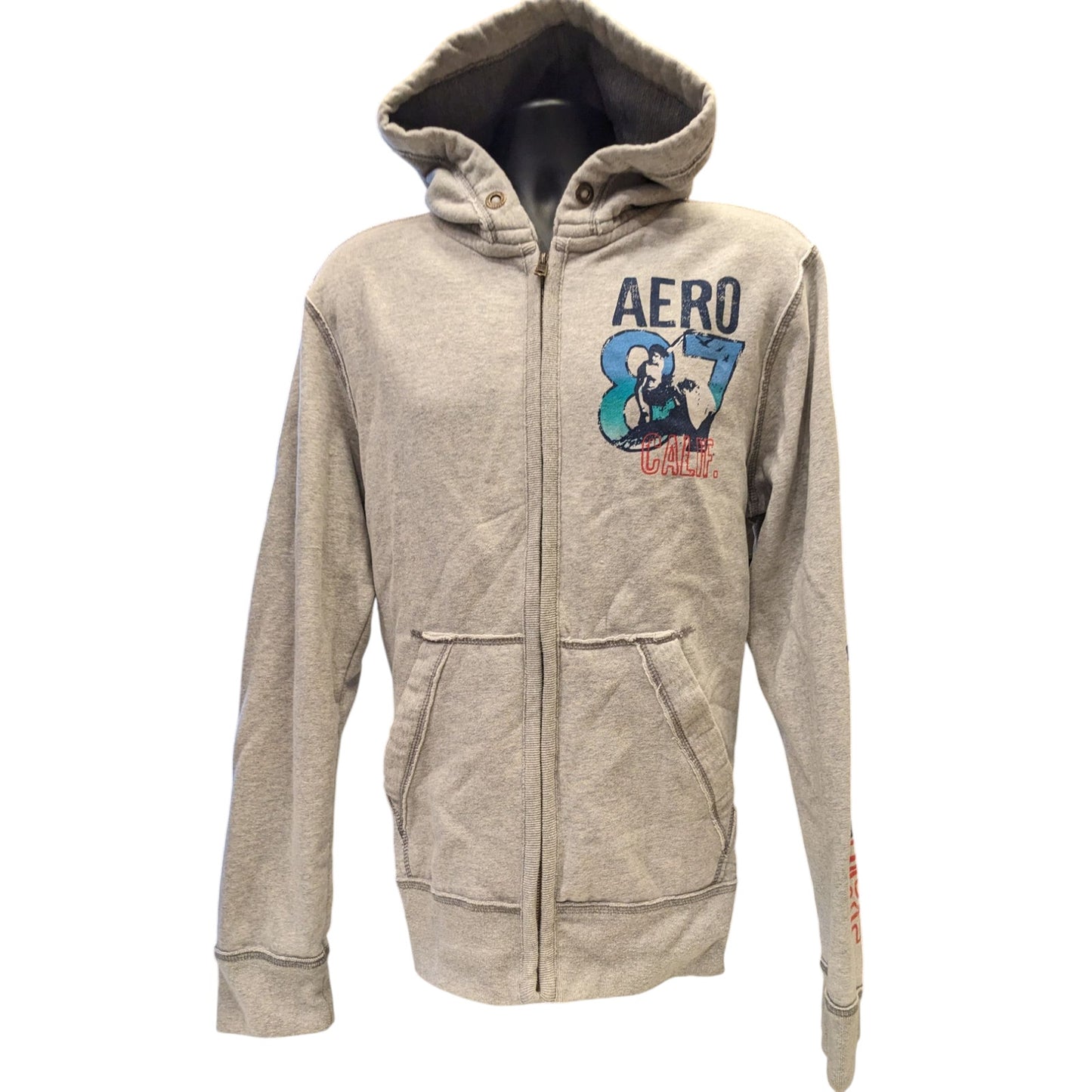 Aeropostale Hoodie Mens Large Zip Up Sweatshirt AERO Surf Graphic California