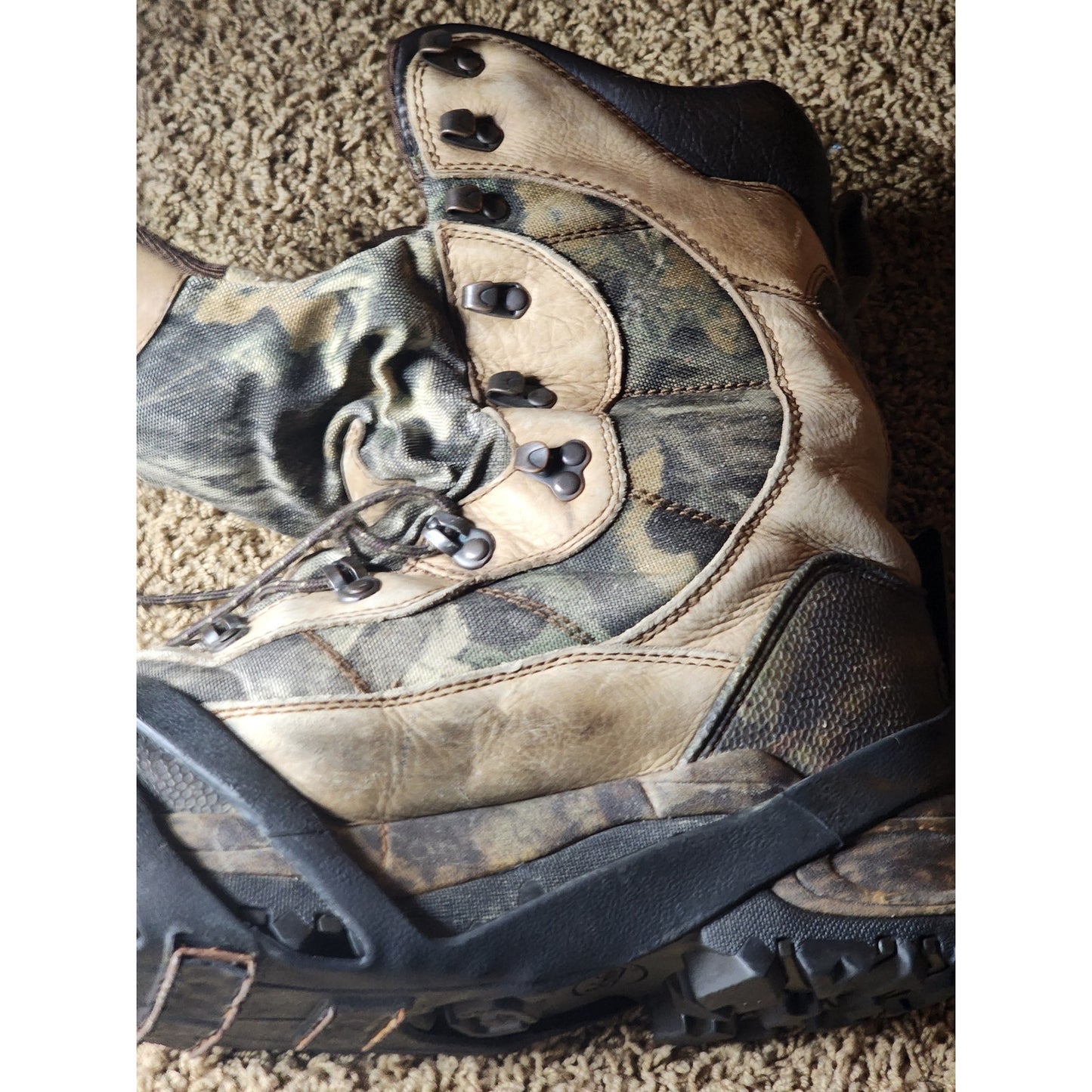 Cabelas Dry Plus Hunting Boots Mens 12D Waterproof Thinsulate Camo 83-0667
