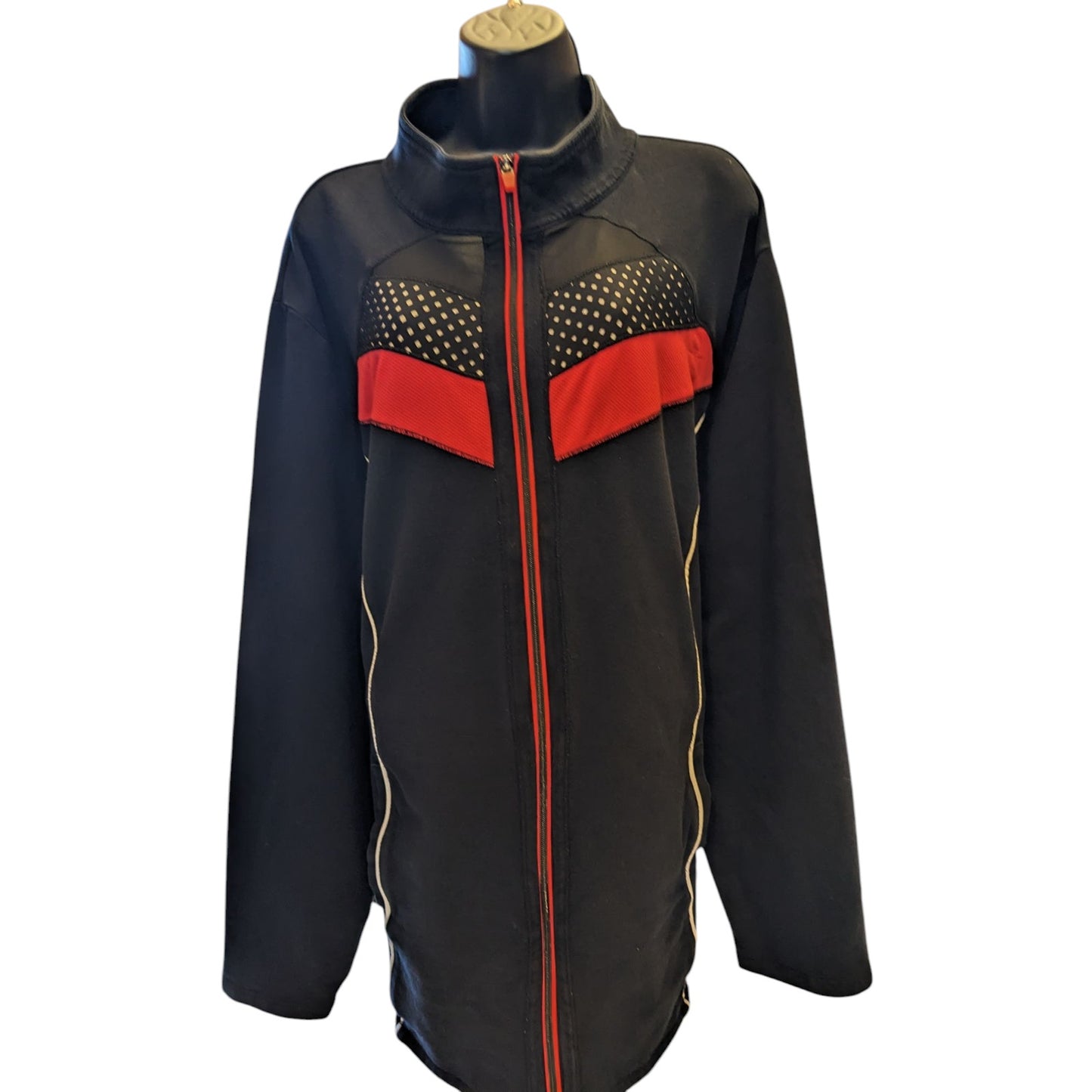 Catherines Top Womens 5X Track Jacket Zip Plus Size 34/36W Rhinestone Activewear