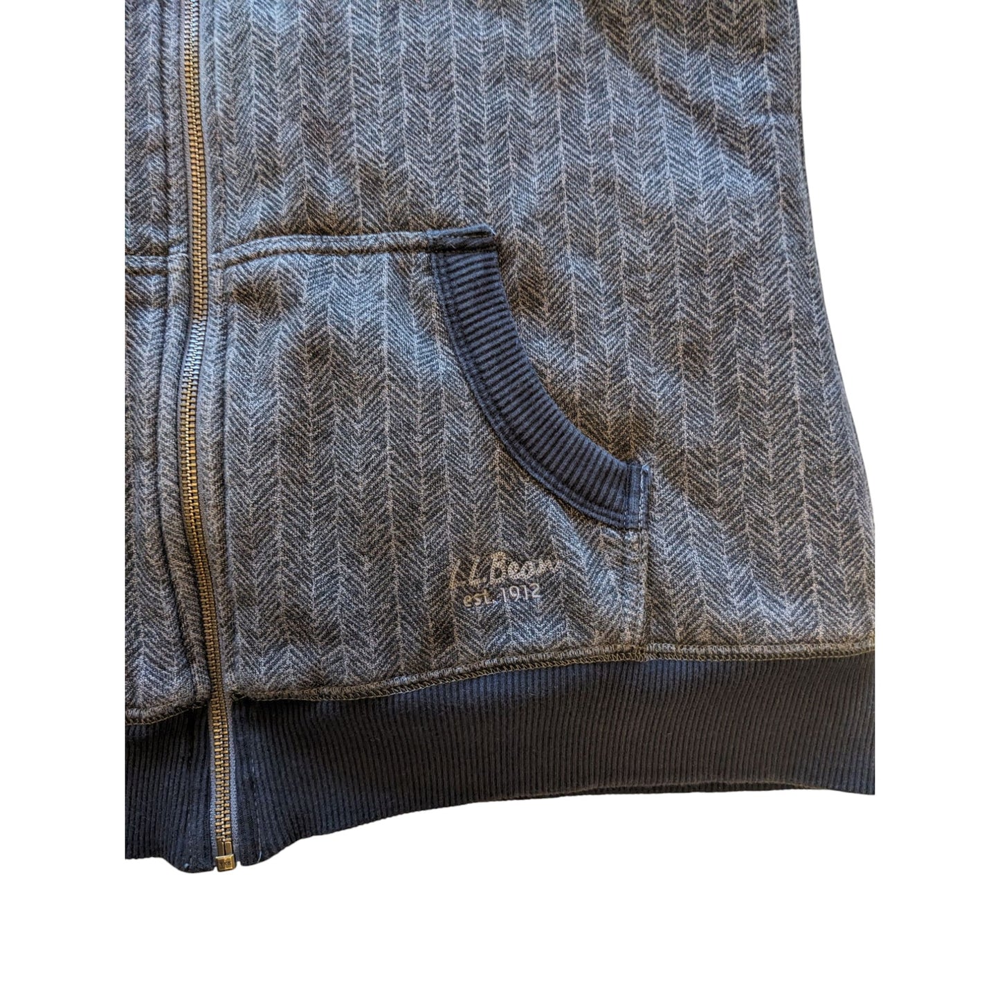 LL Bean Hoodie Womens Small Full Zip Jacket Sherpa Herringbone Fleece Pockets