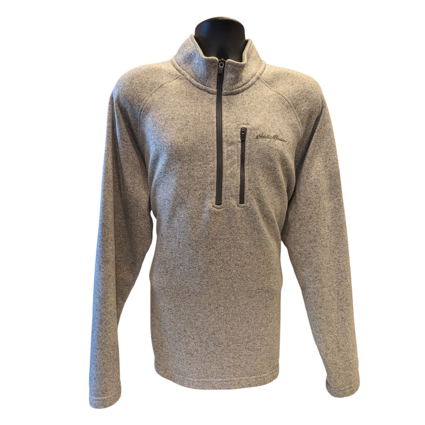 Eddie Bauer Fleece Sweater Mens XXL Gray 1/4 Zip Pullover Gray Hiking Sweatshirt