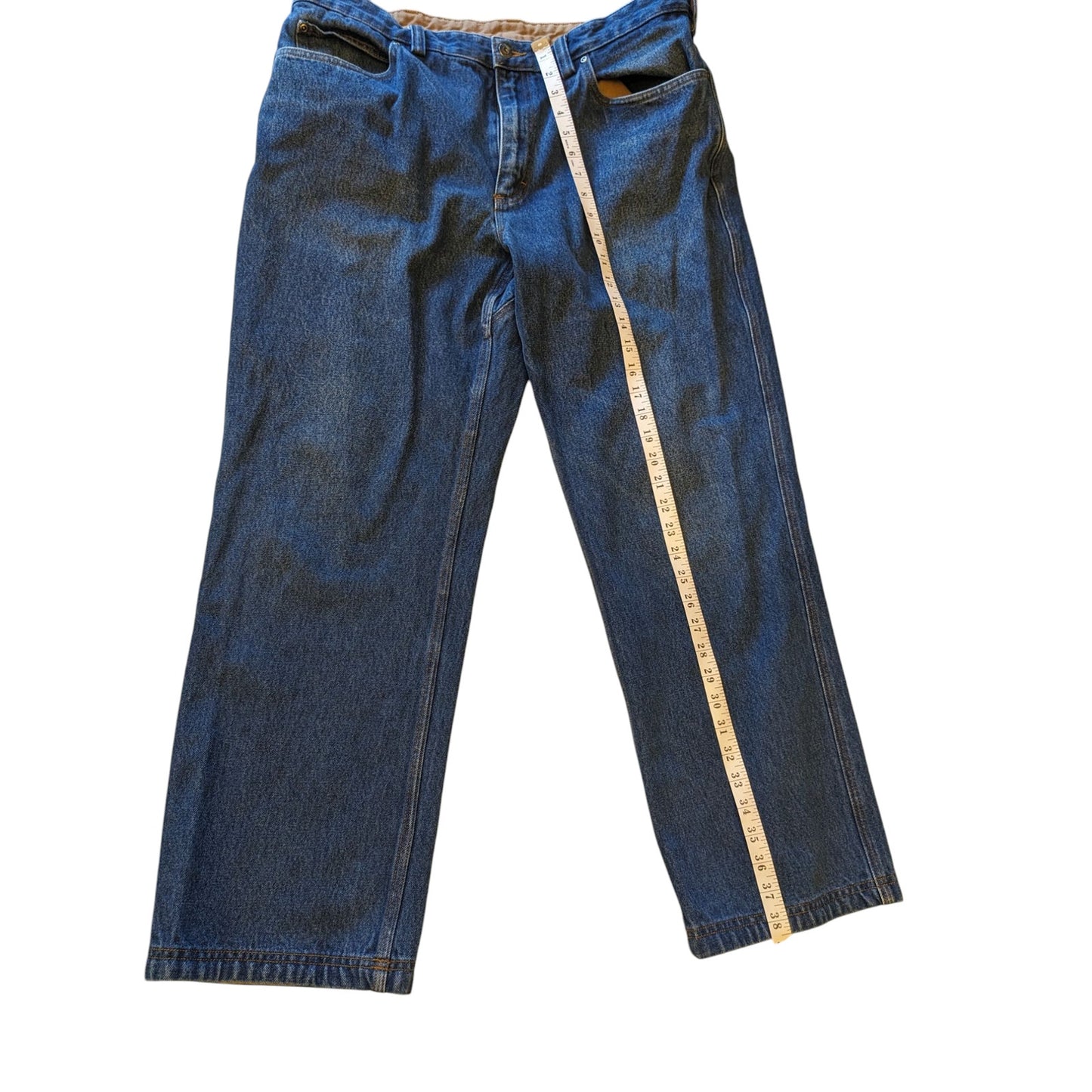 Duluth Trading Jeans Men 38x30 Blue Denim Workwear Pant Durable Rugged Carpenter