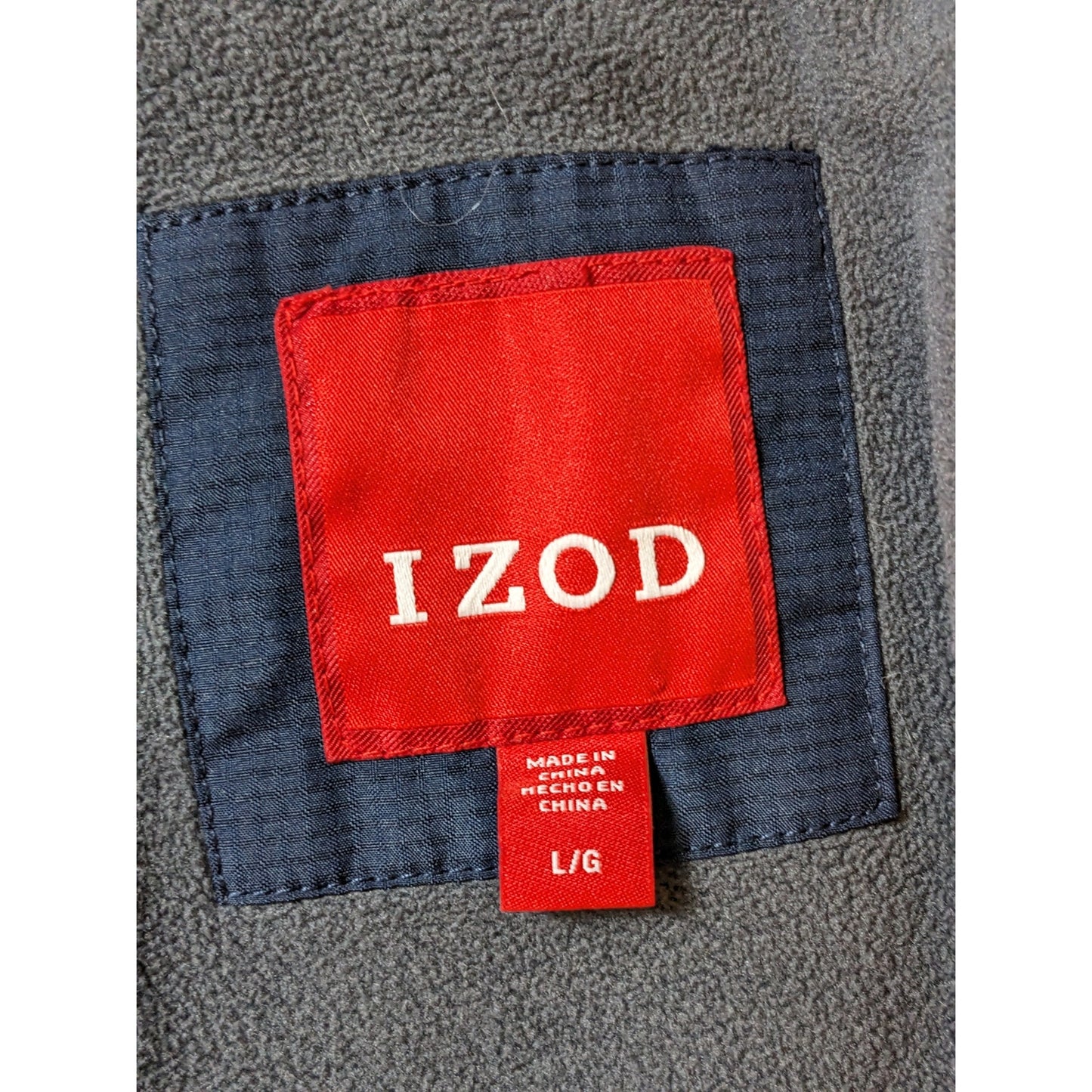 IZOD Fleece Lined Windbreaker Vest Mens Large Midnight Zip Up Golf Layer 606424
