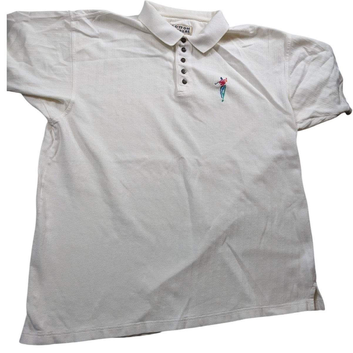 Vintage Cotton Traders Polo Shirt Mens Large White Embroidered Golfer 90s Retro