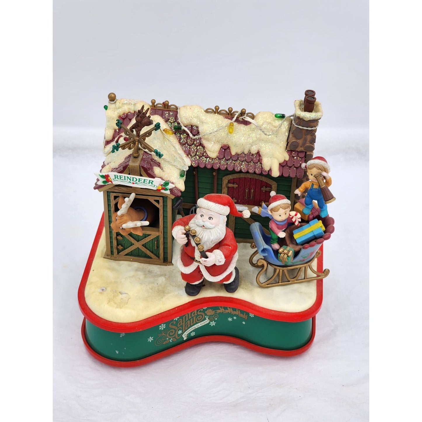 Lustre Fame Santa Claus Coming To Town Animated Music Box Holiday Vintage 1995