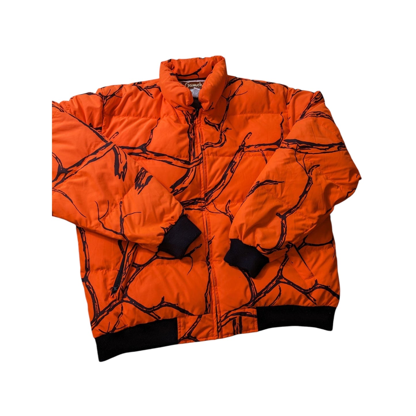 Gamehide Reversible Hunting Jacket Mens Large Brown Blaze Orange Camo Puffer