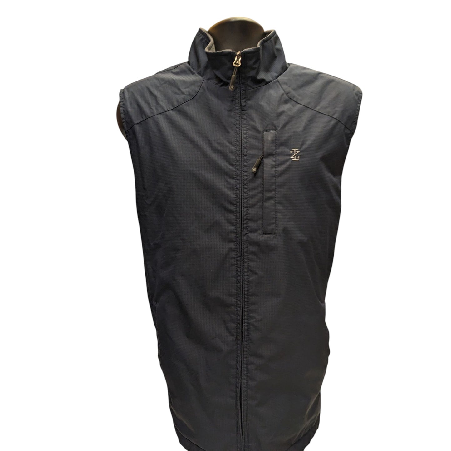 IZOD Fleece Lined Windbreaker Vest Mens Large Midnight Zip Up Golf Layer 606424