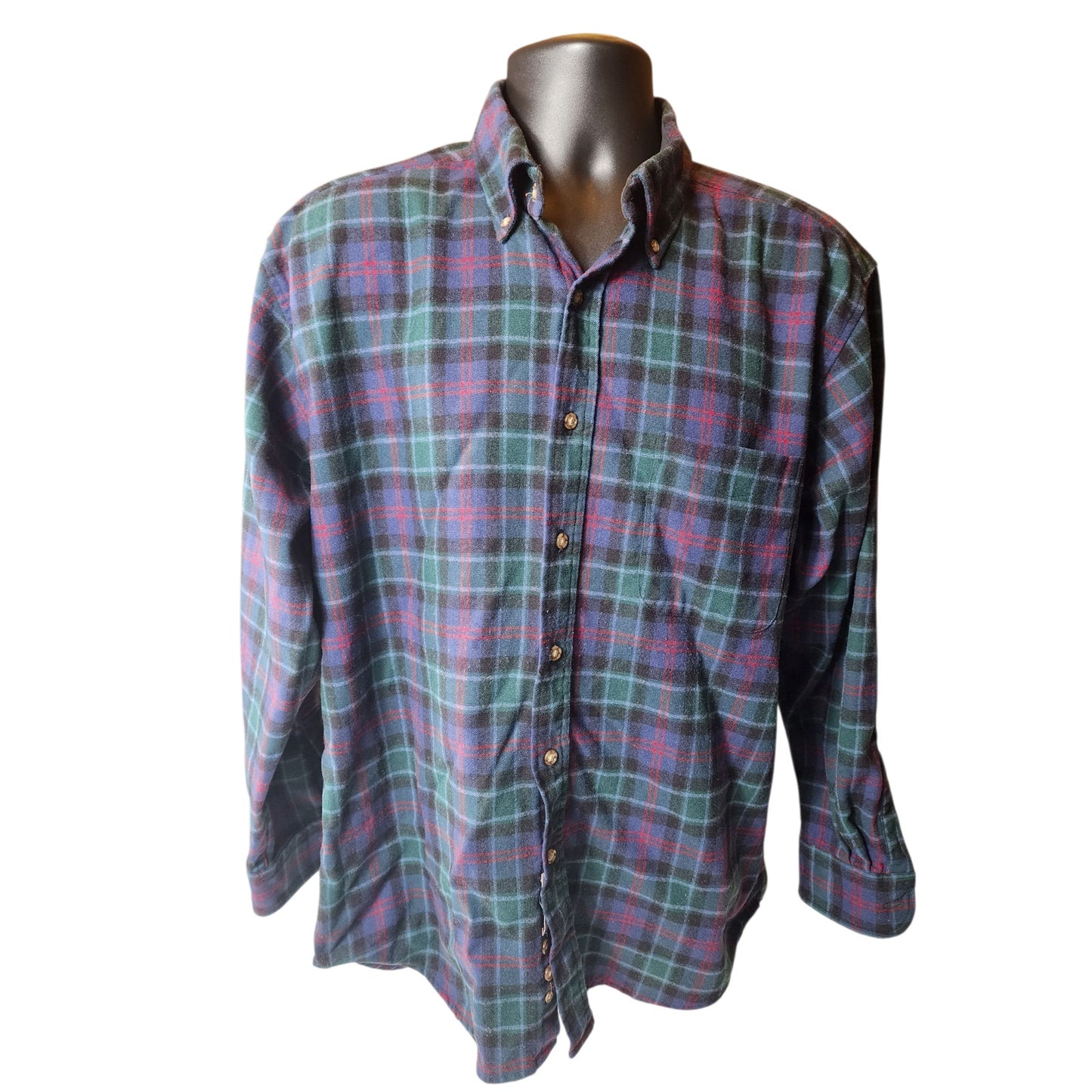 Pendleton Fireside Flannel Shirt Mens Large Wool Tartan Plaid Vintage Lumberjack