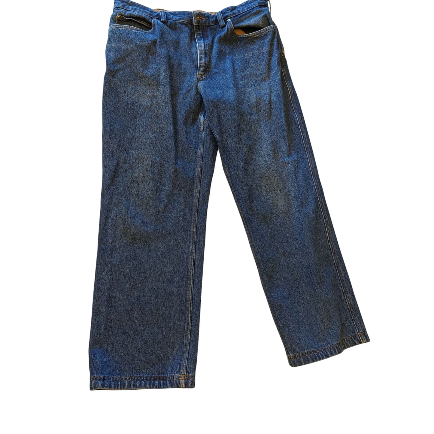 Duluth Trading Jeans Men 38x30 Blue Denim Workwear Pant Durable Rugged Carpenter