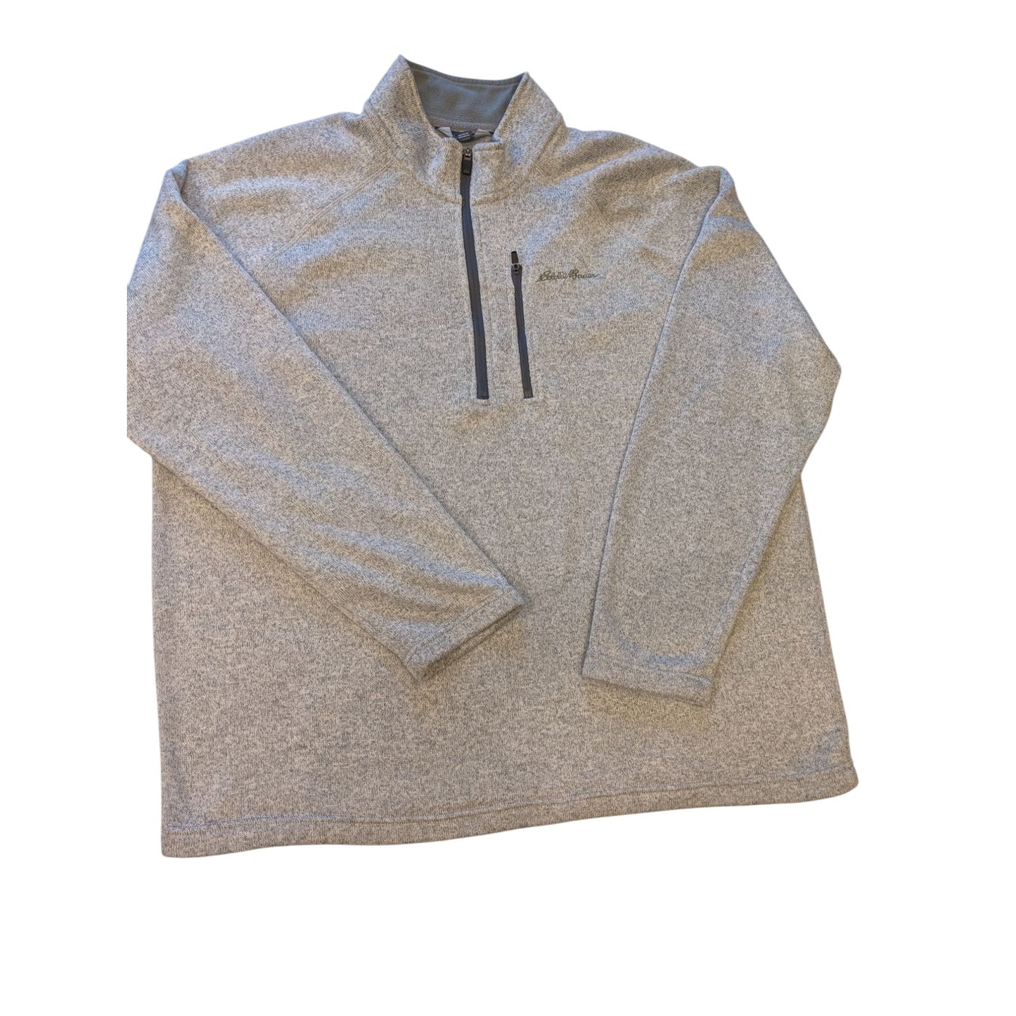Eddie Bauer Fleece Sweater Mens XXL Gray 1/4 Zip Pullover Gray Hiking Sweatshirt