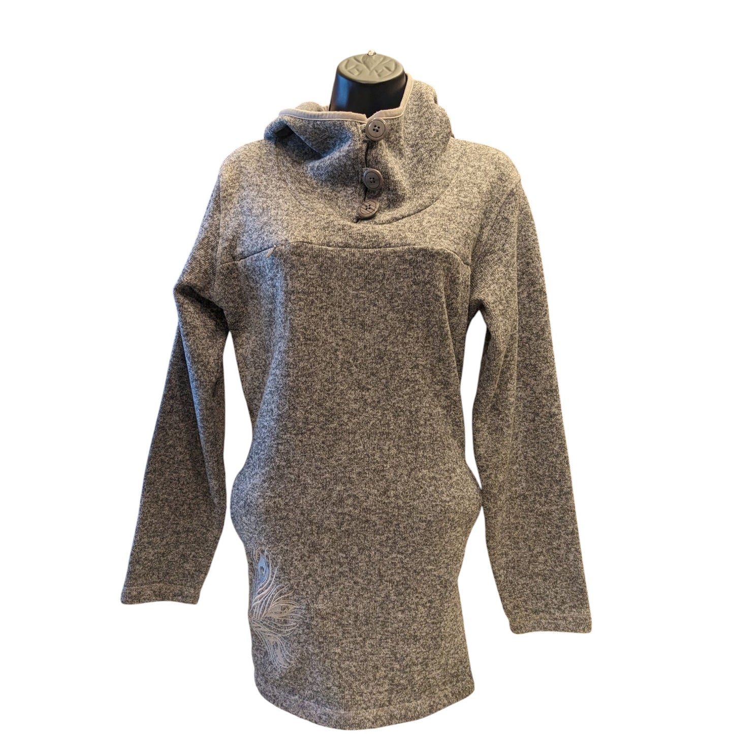 Cabelas Hoodie Tunic Sweater Womens Medium Funnel Neck Pullover Embroidered Cozy