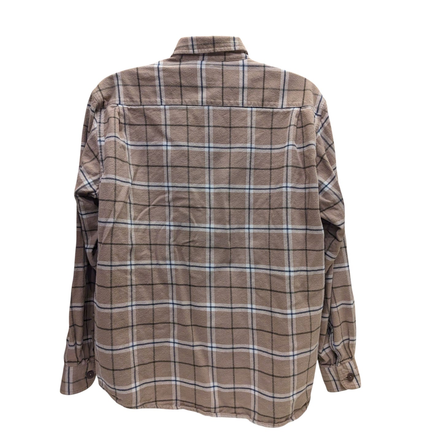 Wrangler Mens XL Brown Flannel Shirt Long Sleeve Button Down Plaid Workwear
