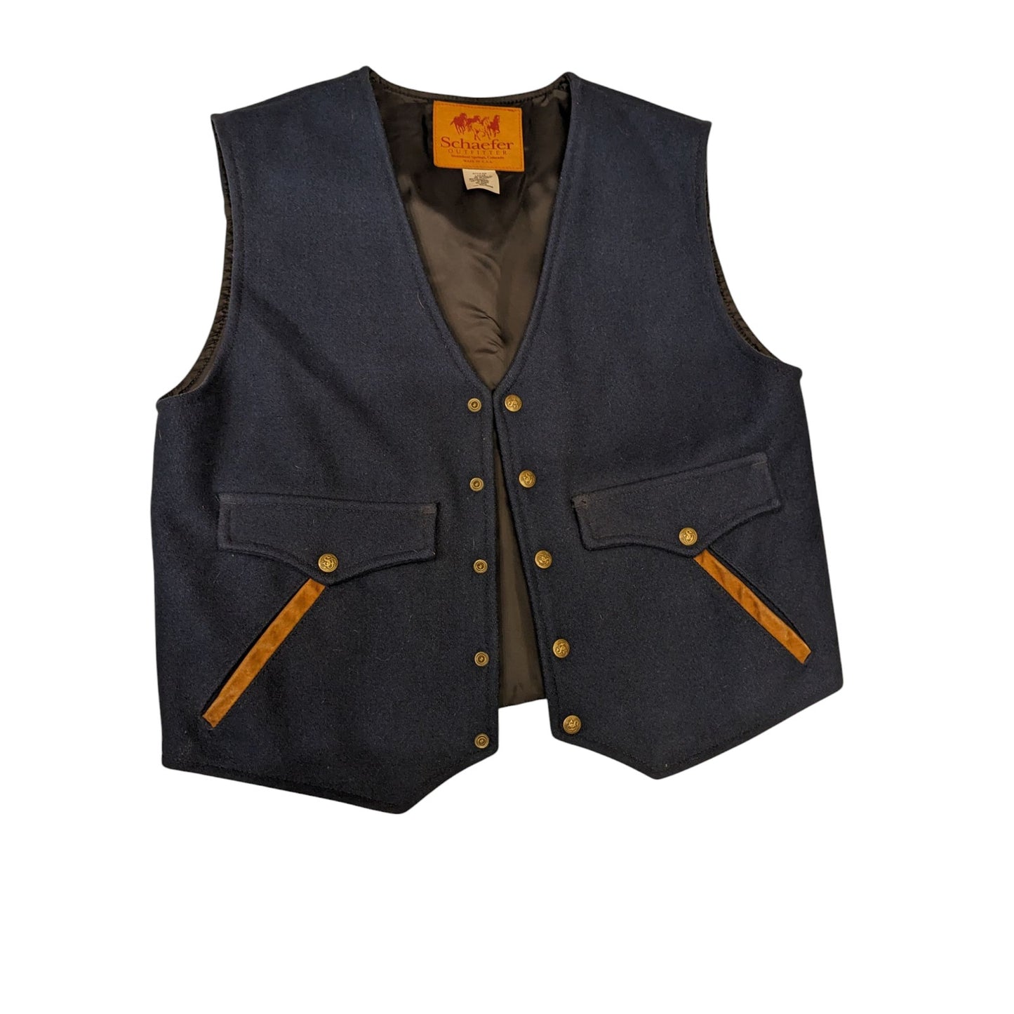 Schaefer Outfitter Wool Western Vest Mens Large USA Made Cowboy Ranch Americana