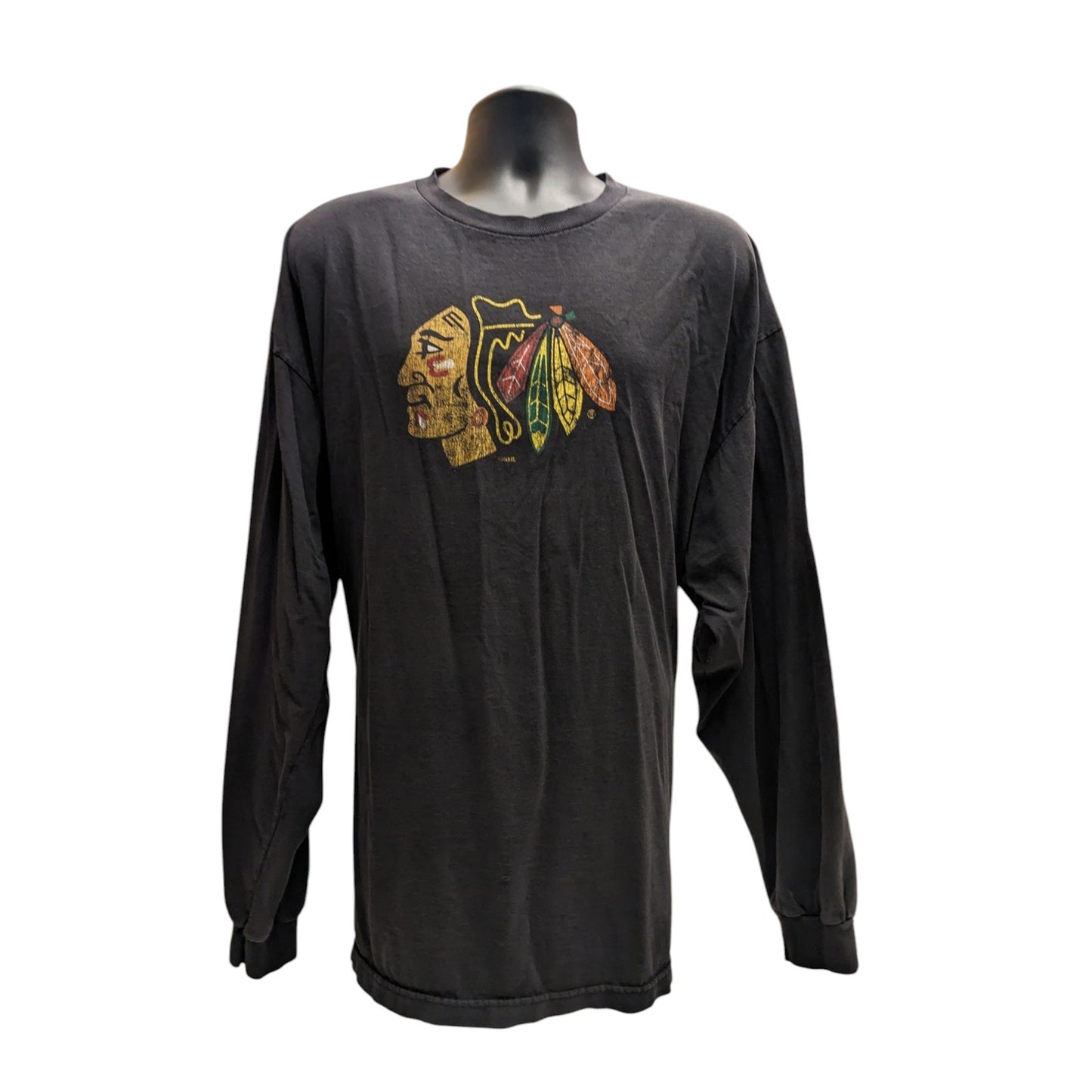 Vintage Antigua Chicago Blackhawks Shirt Men XL NHL Graphic Tee Long Sleeve