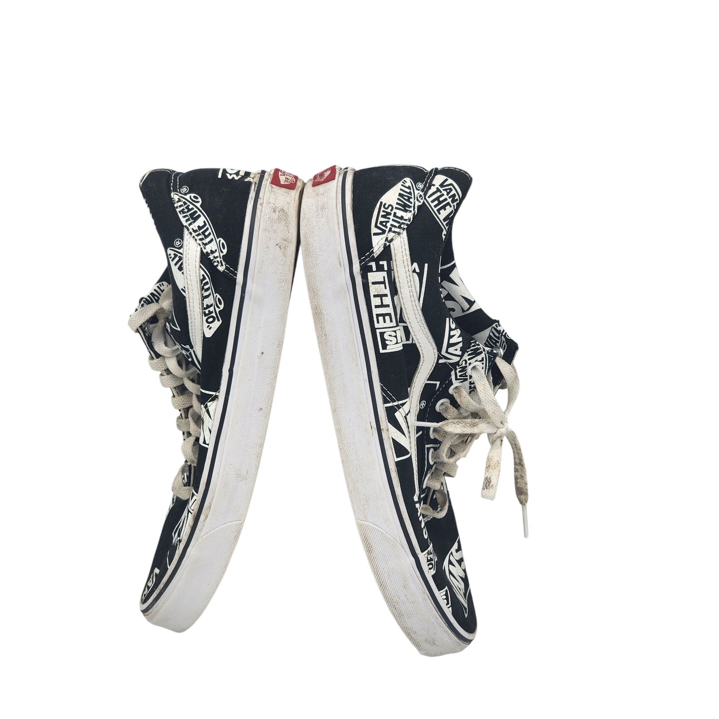 Vans Shoes Black White Print Sneakers Mens 12 Low Top Skate Streetwear 500714