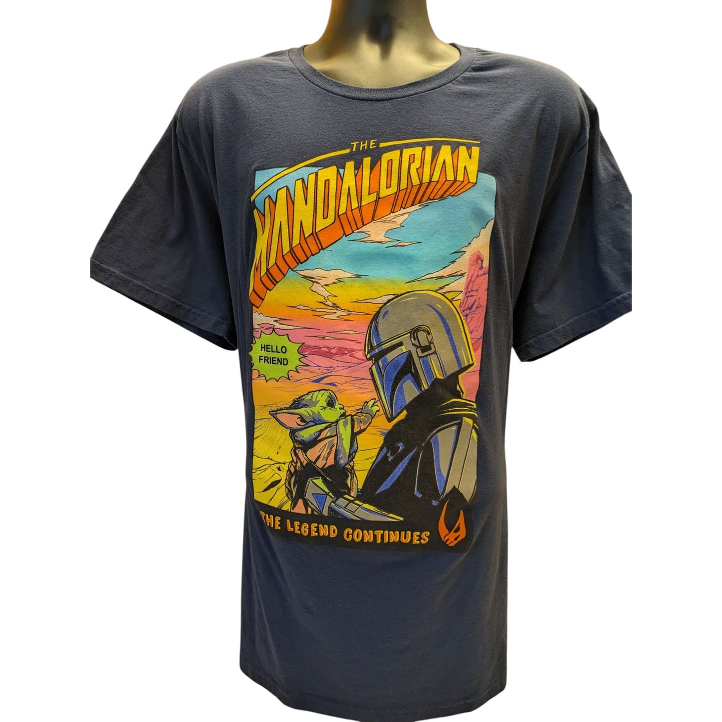 Disney Star Wars Mandalorian Men 2XL Short Sleeve Graphic Shirt Baby Yoda Grogu