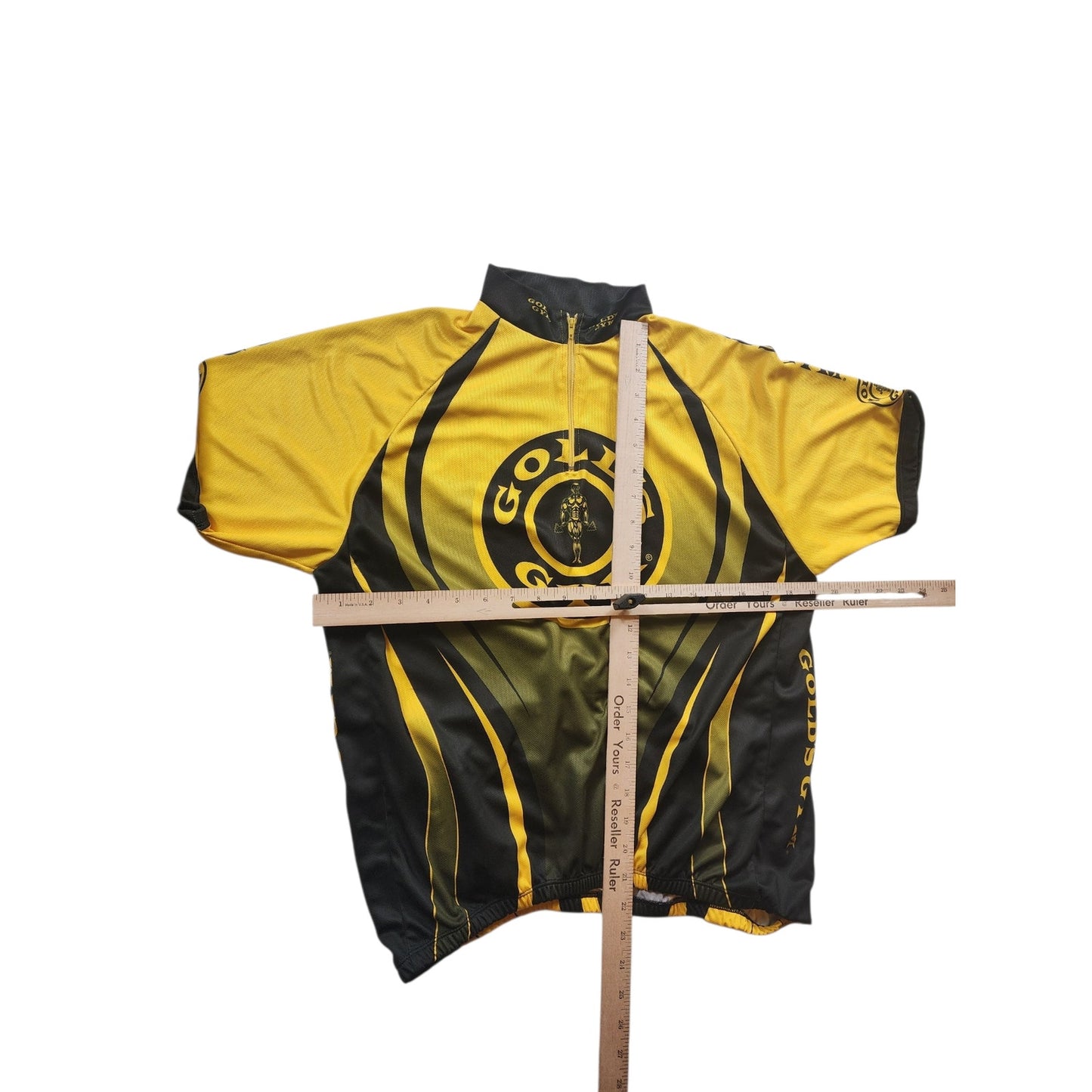 Golds Gym Cycling Jersey Mens Large Half Zip Short Sleeve Fitness Bodybuilding