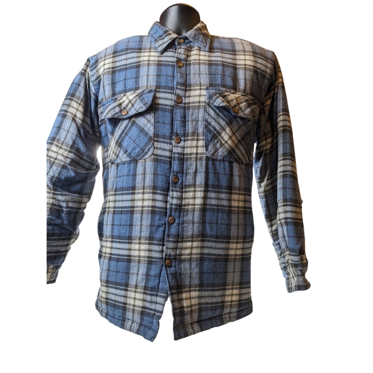 Canyon Guide Outfitters Quilted Flannel Jacket Mens Large Blue Plaid Shirt Coat