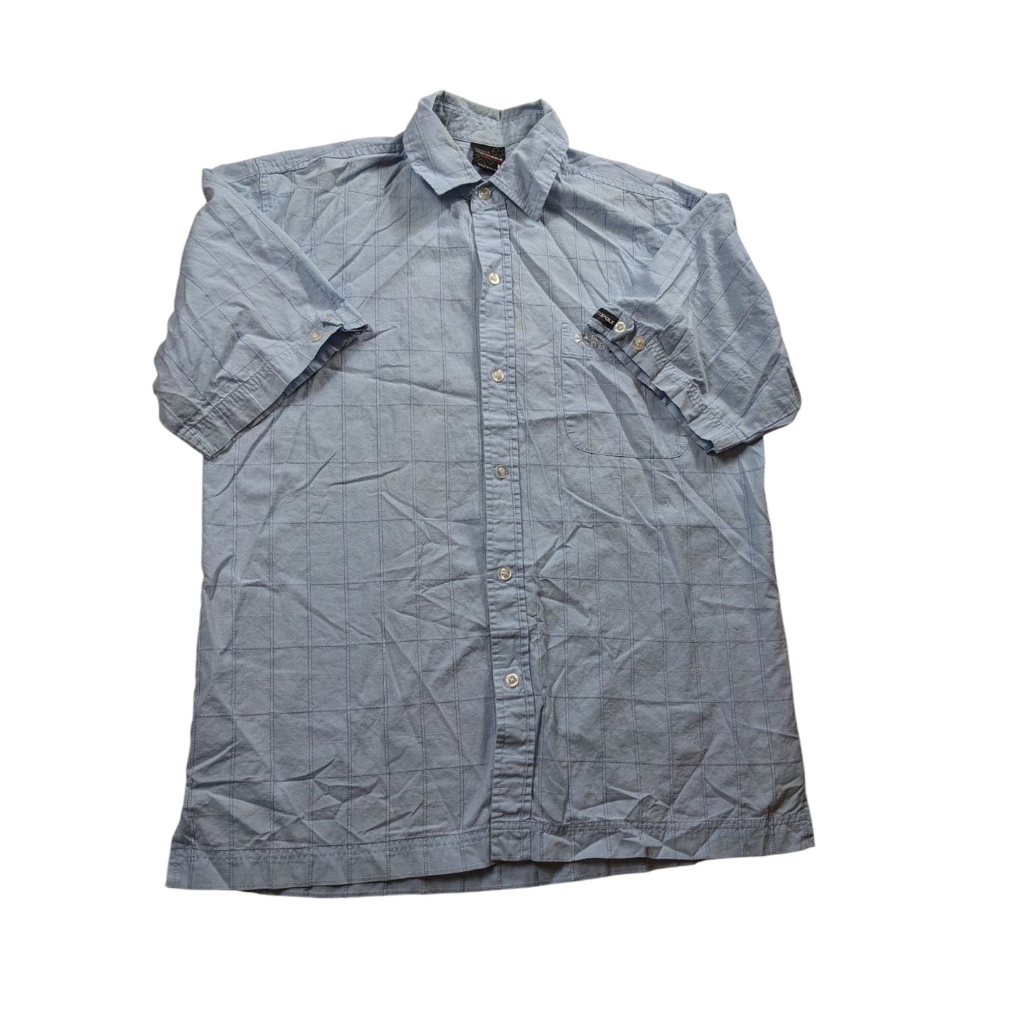 Southpole Shirt Mens Medium Short Sleeve Button Up Checkered Grid Pattern Plaid