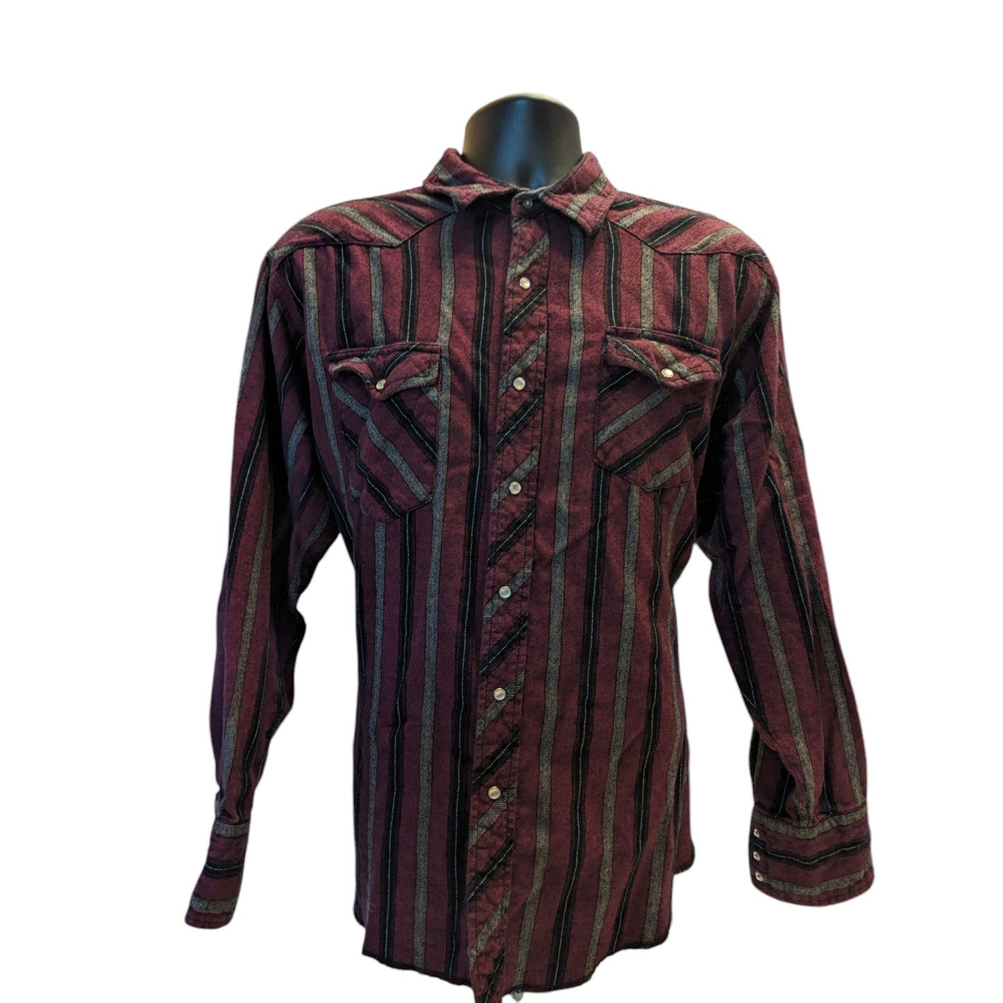 Wrangler Western Pearl Snap Shirt Mens XXL Long Sleeve Burgundy Cowboy Rodeo