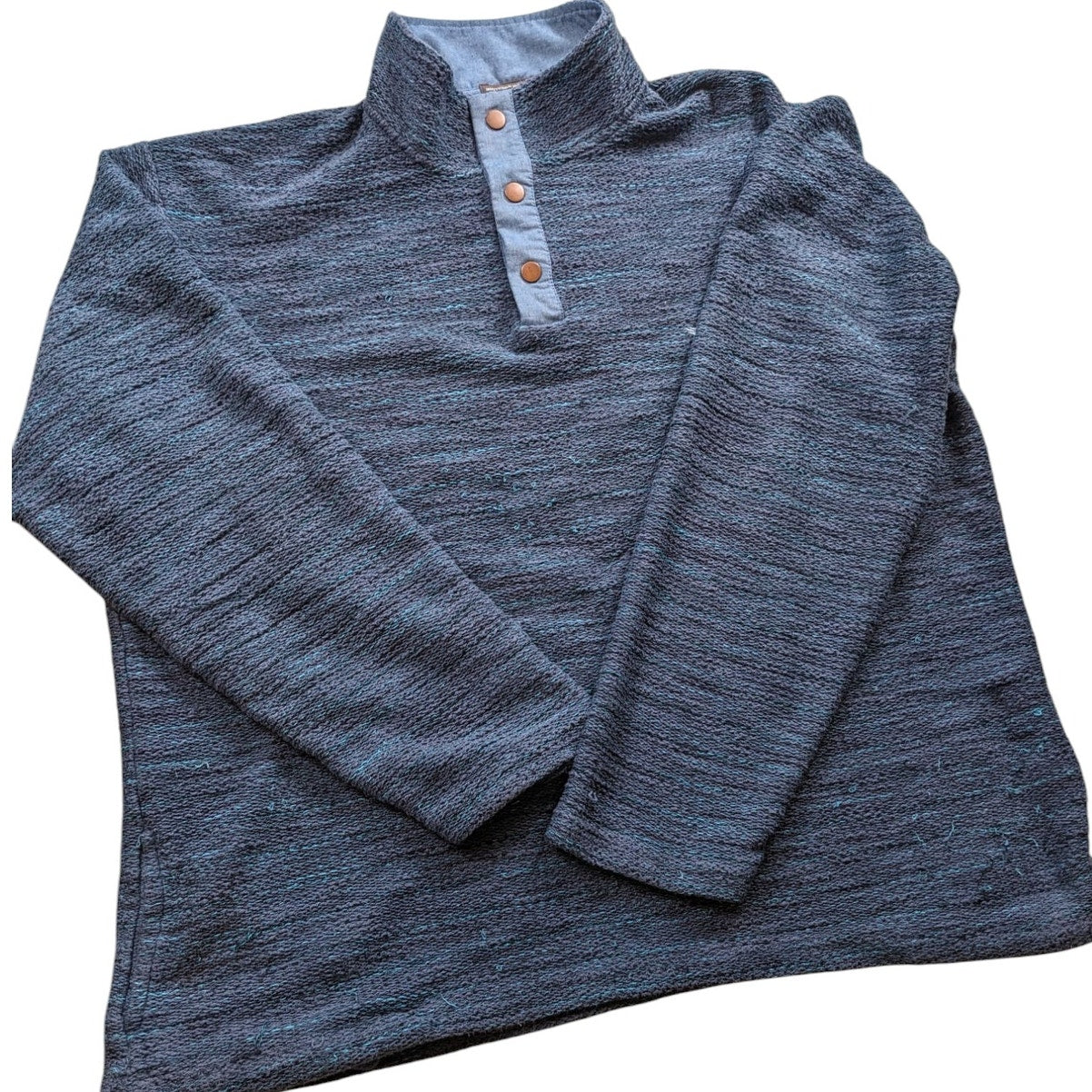 Southern Marsh Sweater Mens XL Pullover Blue Quarter Snap Mock Neck Preppy