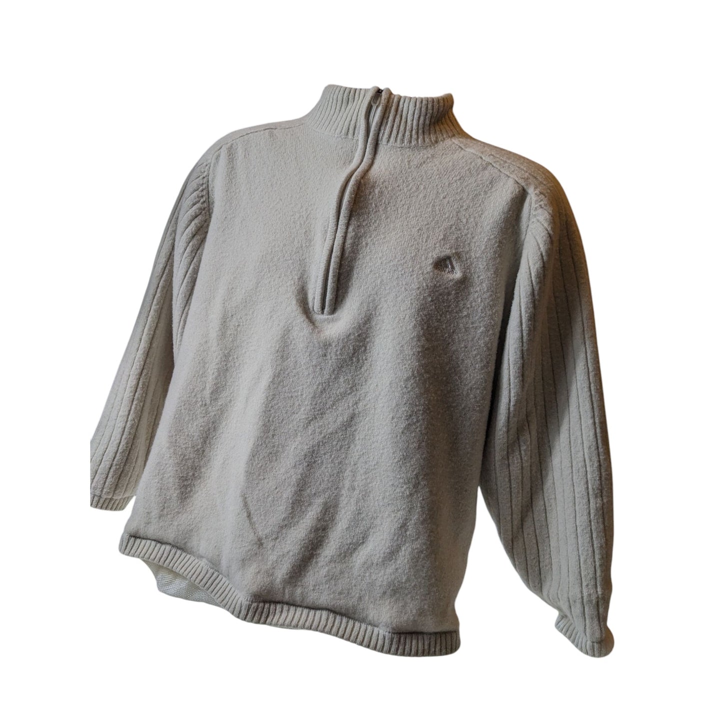 Adidas Fleece Sweater Mens Large Ribbed Knit Pullover Athleisure Sweatshirt Mesh