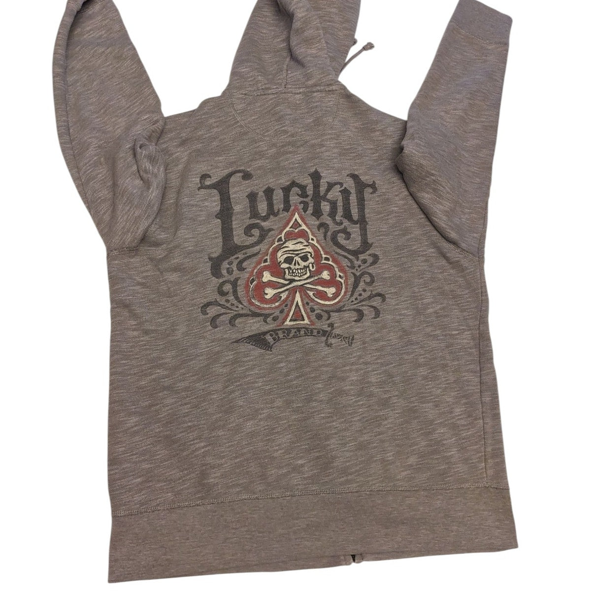 Lucky Brand Hoodie Women Large Men Medium Skull Spade California Sweatshirt